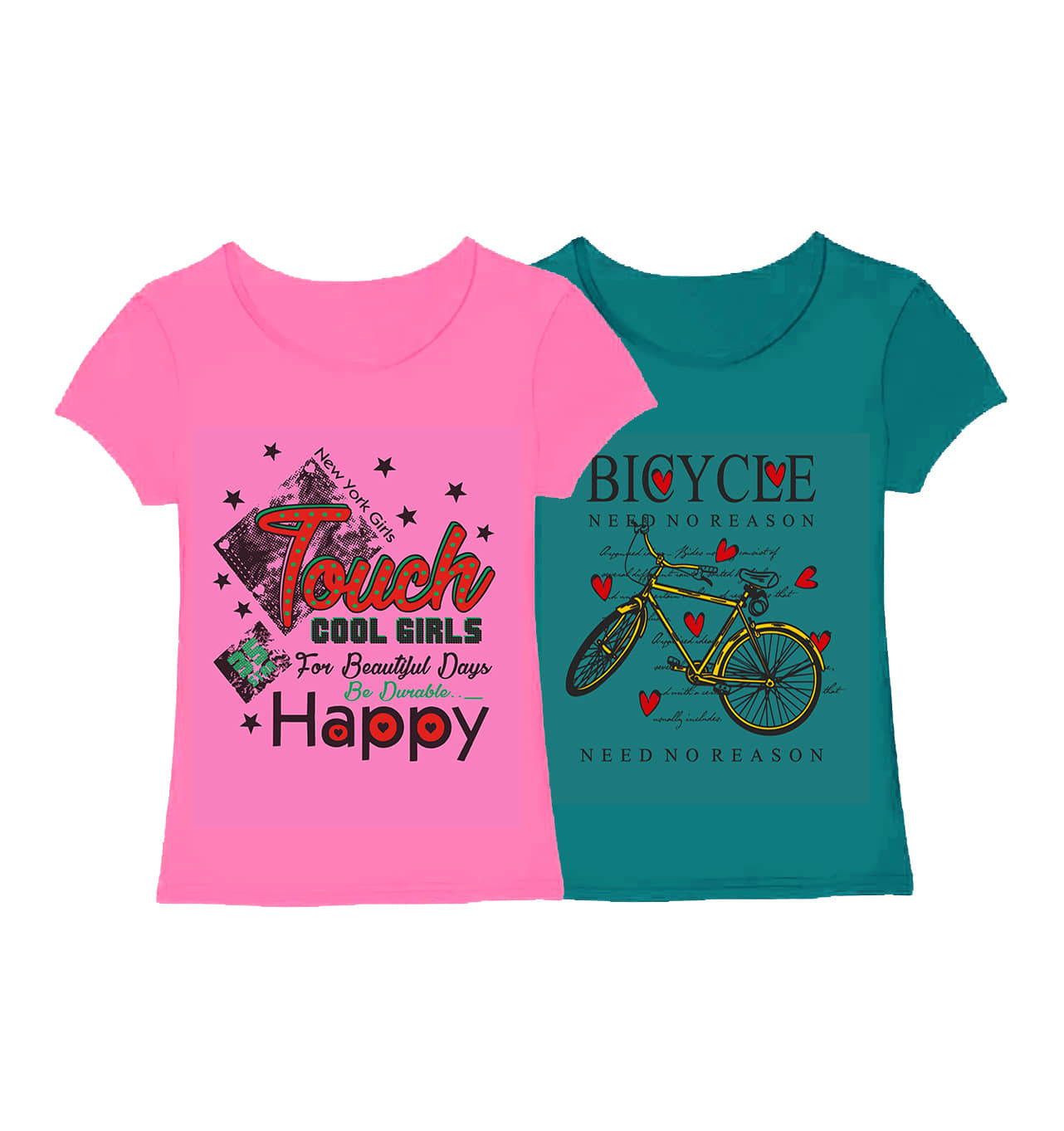 COOLTEES4U Pack of 2 Girls 100% Cotton T-Shirt ( Multicolor )