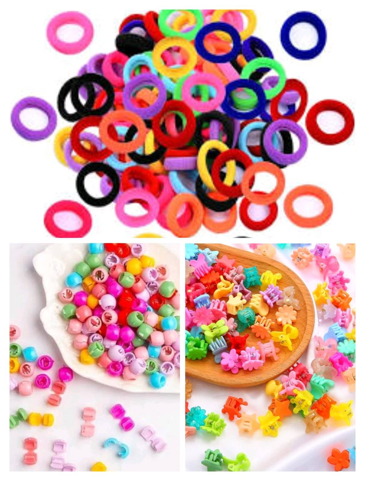 Cute & Stylish 150 Pieces Kids Hair Accessories Combo - 100 Pcs. Mini Rubber Hair Band + 30 Pcs Mini Hair Beads + 20 Pcs Mini Hair Clutchers (Random Designs & Color) Cute & Stylish 150 Pieces Kids Hair Accessories Combo - 100 Pcs. Mini Rubber Hair Band + 30 Pcs Mini Hair Beads + 20 Pcs Mini Hair Clutchers (Random Designs & Color)
