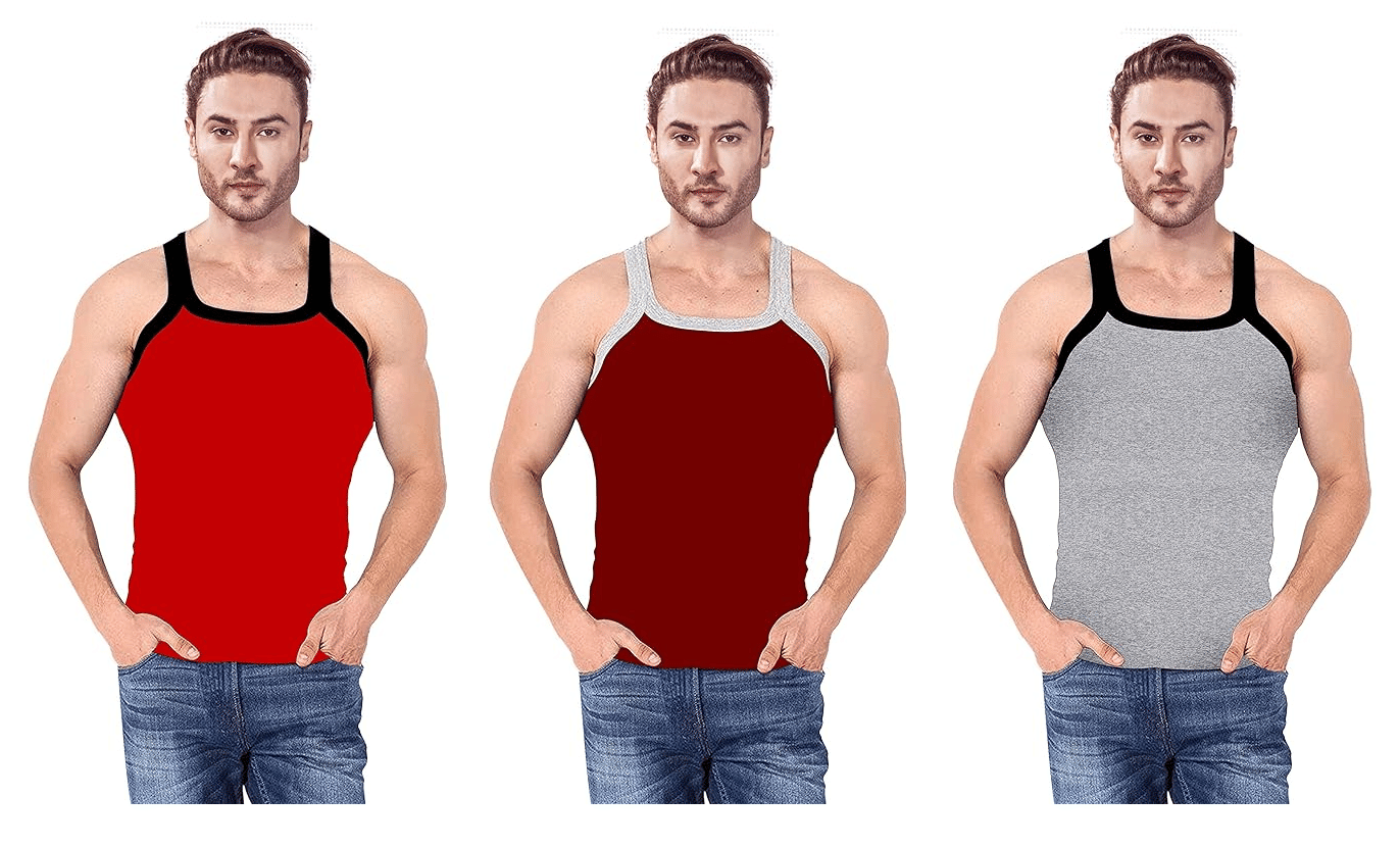 D1 DIFFERENT ONE Pack of 3 Cotton Gym Vest For Men ( Multicolor ) D1 DIFFERENT ONE Pack of 3 Cotton Gym Vest For Men ( Multicolor )