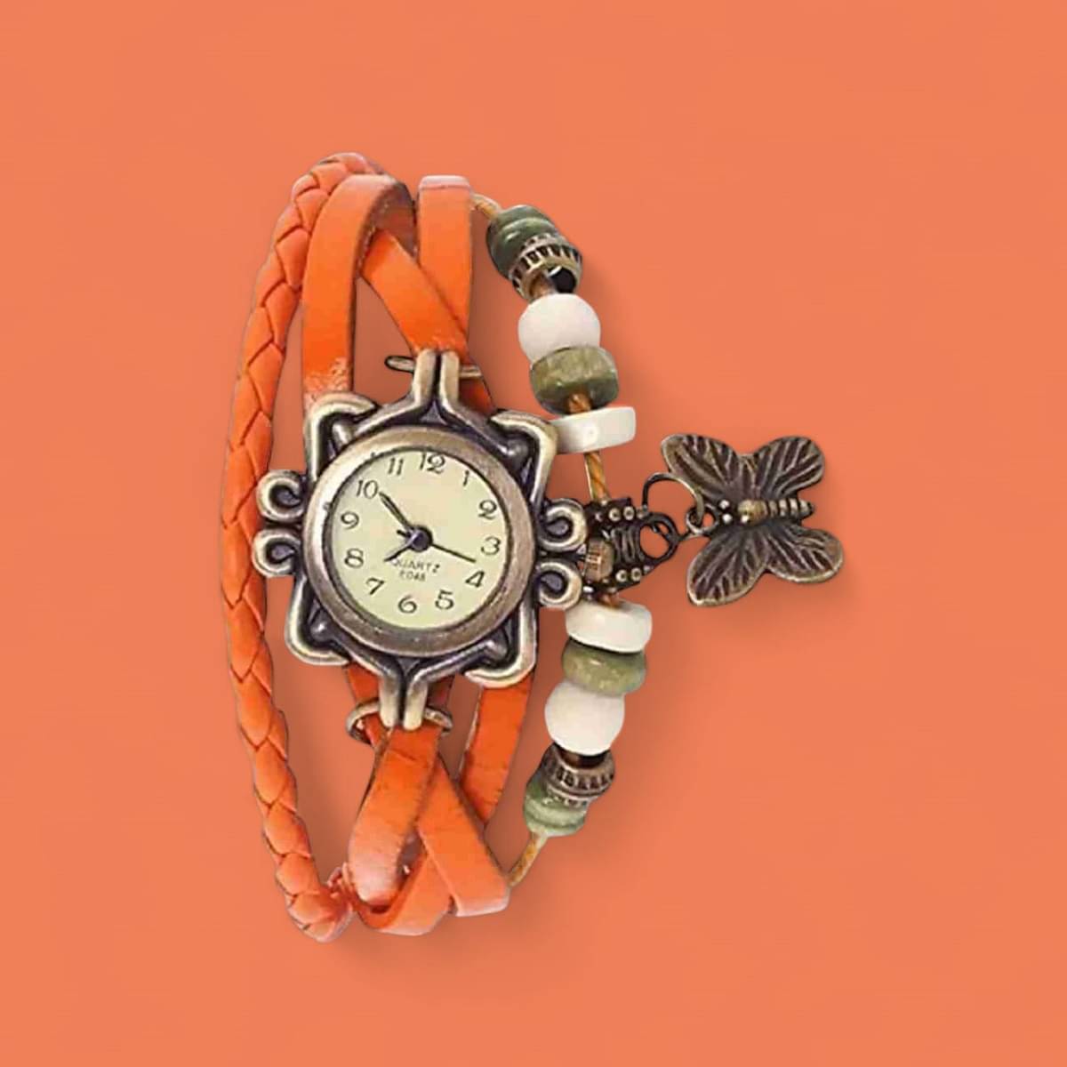     			DECLASSE Orange Leather Analog Womens Watch