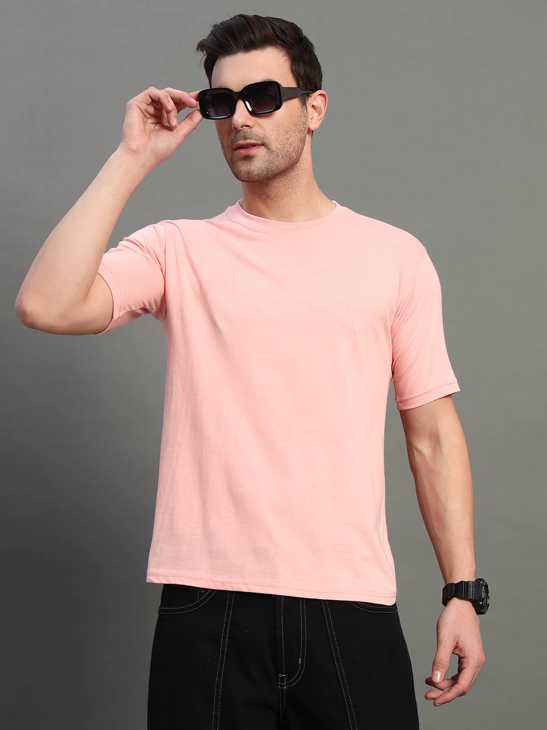 DENNIN 100% Cotton Regular Fit Solid Half Sleeves Men's Round T-Shirt - Pink ( Pack of 1 ) DENNIN 100% Cotton Regular Fit Solid Half Sleeves Men's Round T-Shirt - Pink ( Pack of 1 )