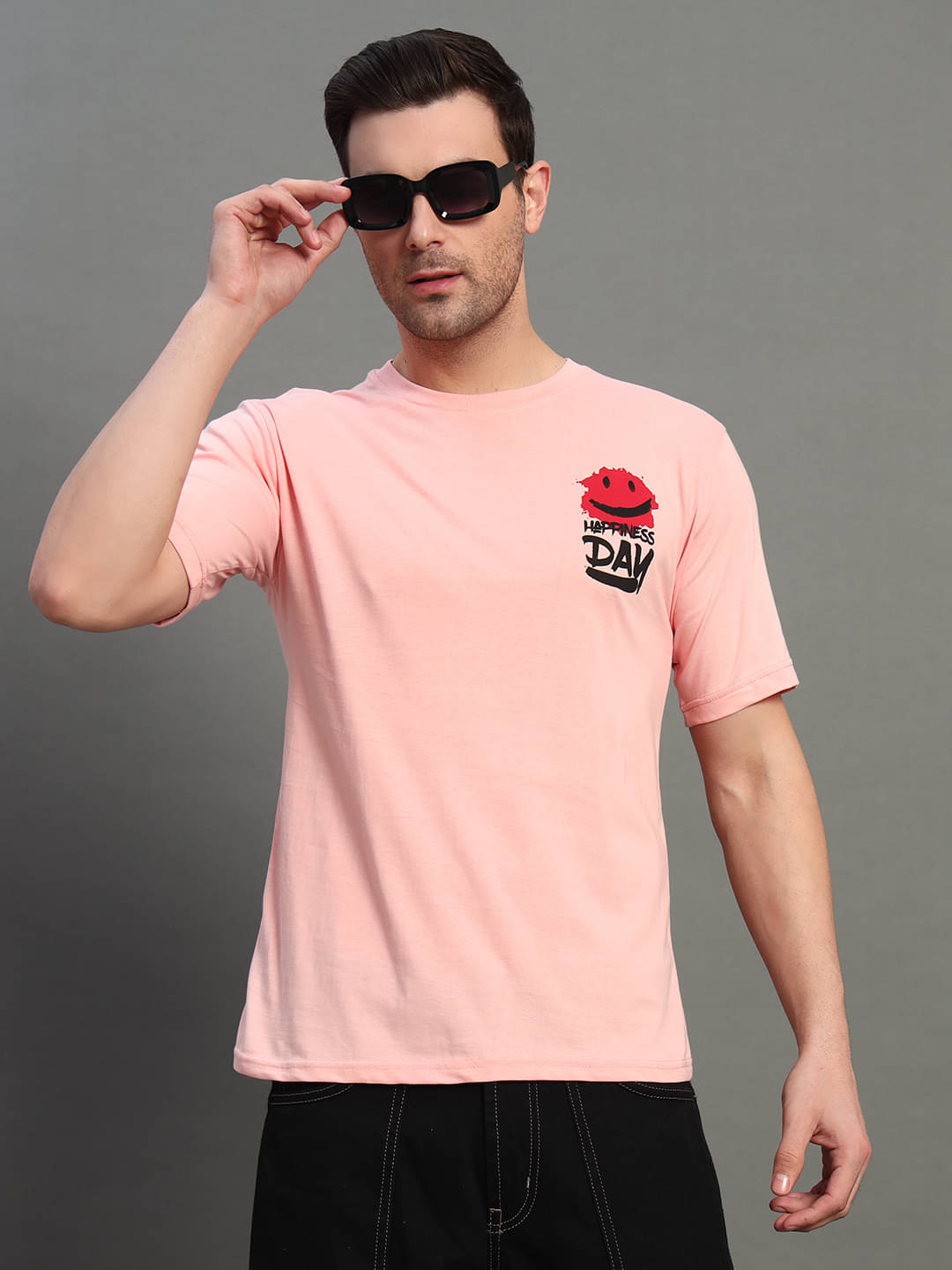 DENNIN 100% Cotton Regular Fit Printed Half Sleeves Men's Round T-Shirt - Pink ( Pack of 1 ) DENNIN 100% Cotton Regular Fit Printed Half Sleeves Men's Round T-Shirt - Pink ( Pack of 1 )