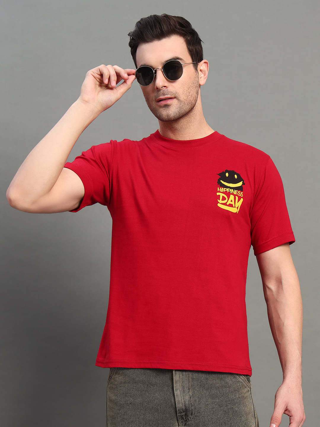 DENNIN 100% Cotton Regular Fit Printed Half Sleeves Men's Round T-Shirt - Maroon ( Pack of 1 ) DENNIN 100% Cotton Regular Fit Printed Half Sleeves Men's Round T-Shirt - Maroon ( Pack of 1 )