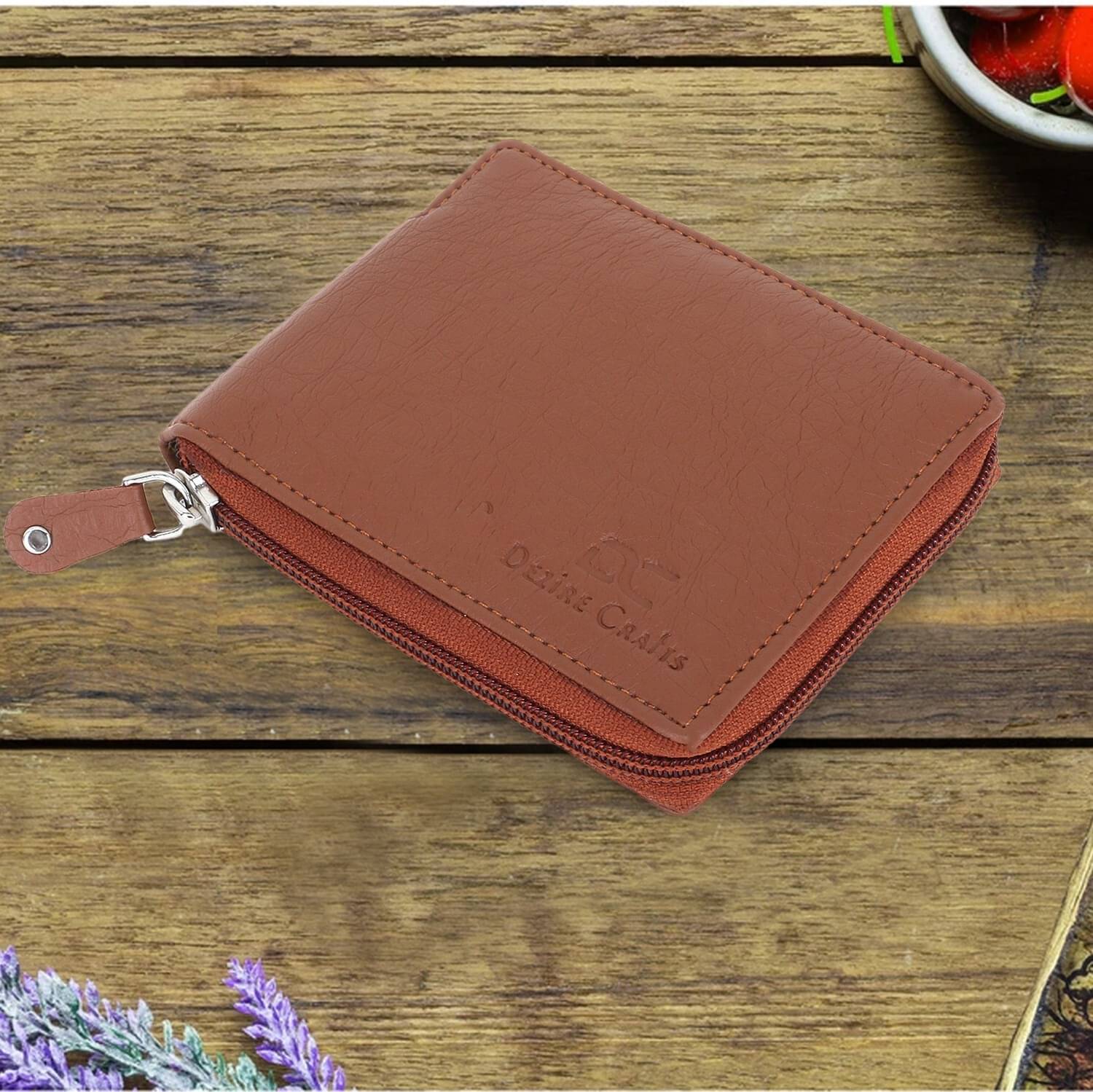     			Dezire Crafts PU Embellished Men's Regular Wallet With 4 Slots For Card ( Tan , Pack of 1 )