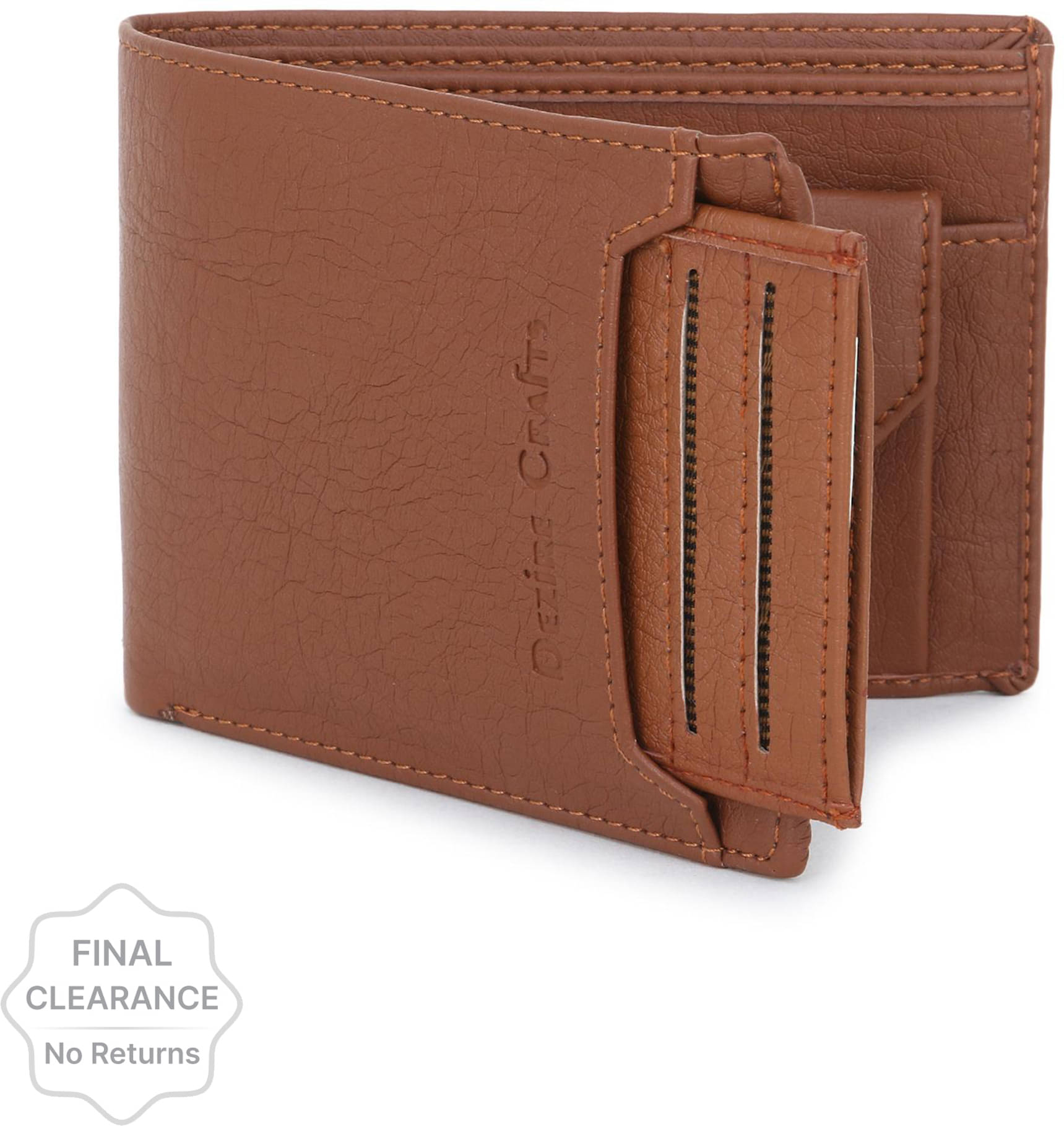     			Dezire Crafts PU Embellished Men's Regular Wallet With 8 Slots For Card ( Brown , Pack of 1 )