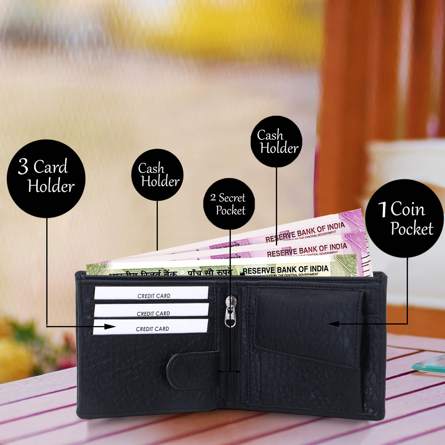 Dezire Crafts PU Embellished Men's Regular Wallet With 9 Slots For Card ( Black , Pack of 1 ) - Handbags | Buy online on ZillyBuy