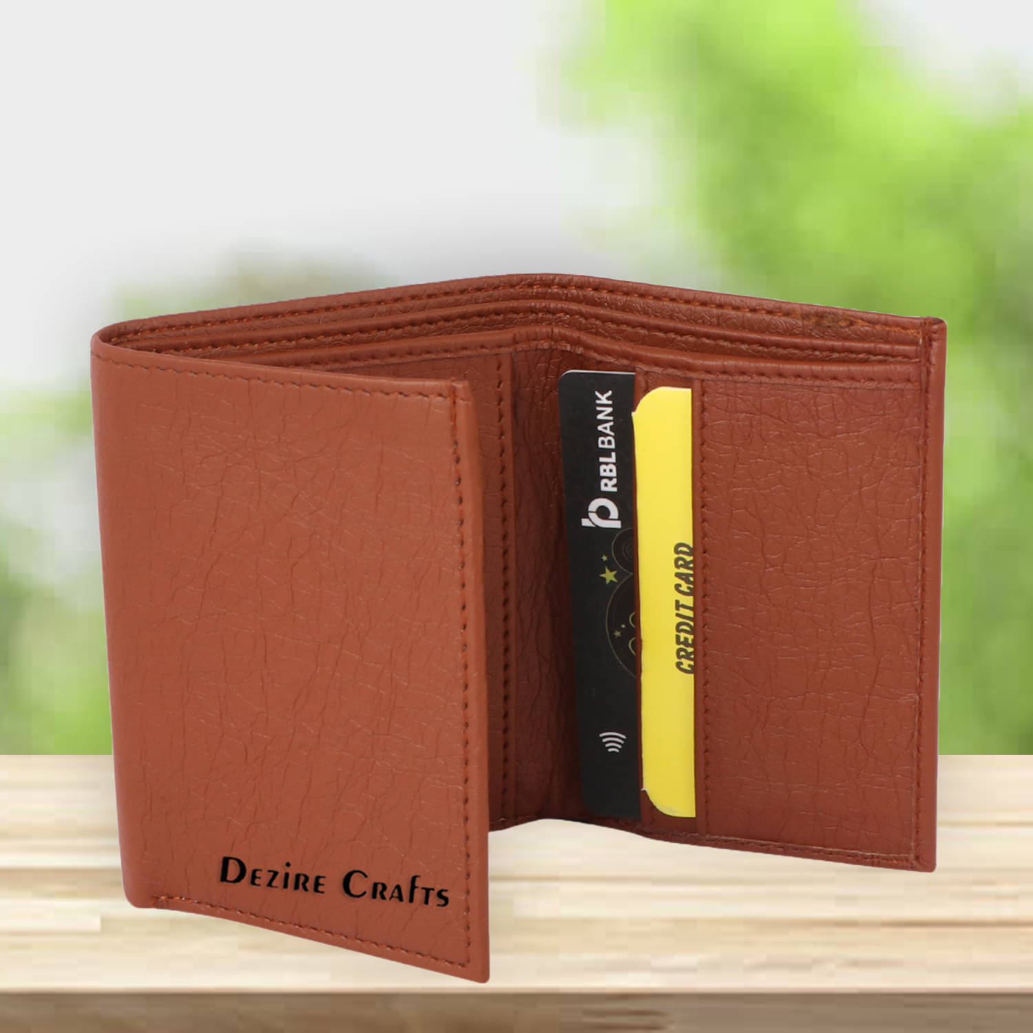     			Dezire Crafts PU Engraved Men's Regular Wallet With 7 Slots For Card ( Tan , Pack of 1 )