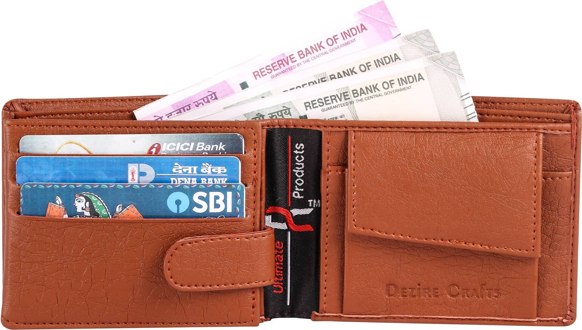 Dezire Crafts PU Self Design Men's Regular Wallet With 9 Slots For Card ( Tan , Pack of 1 ) - Handbags | Buy online on ZillyBuy