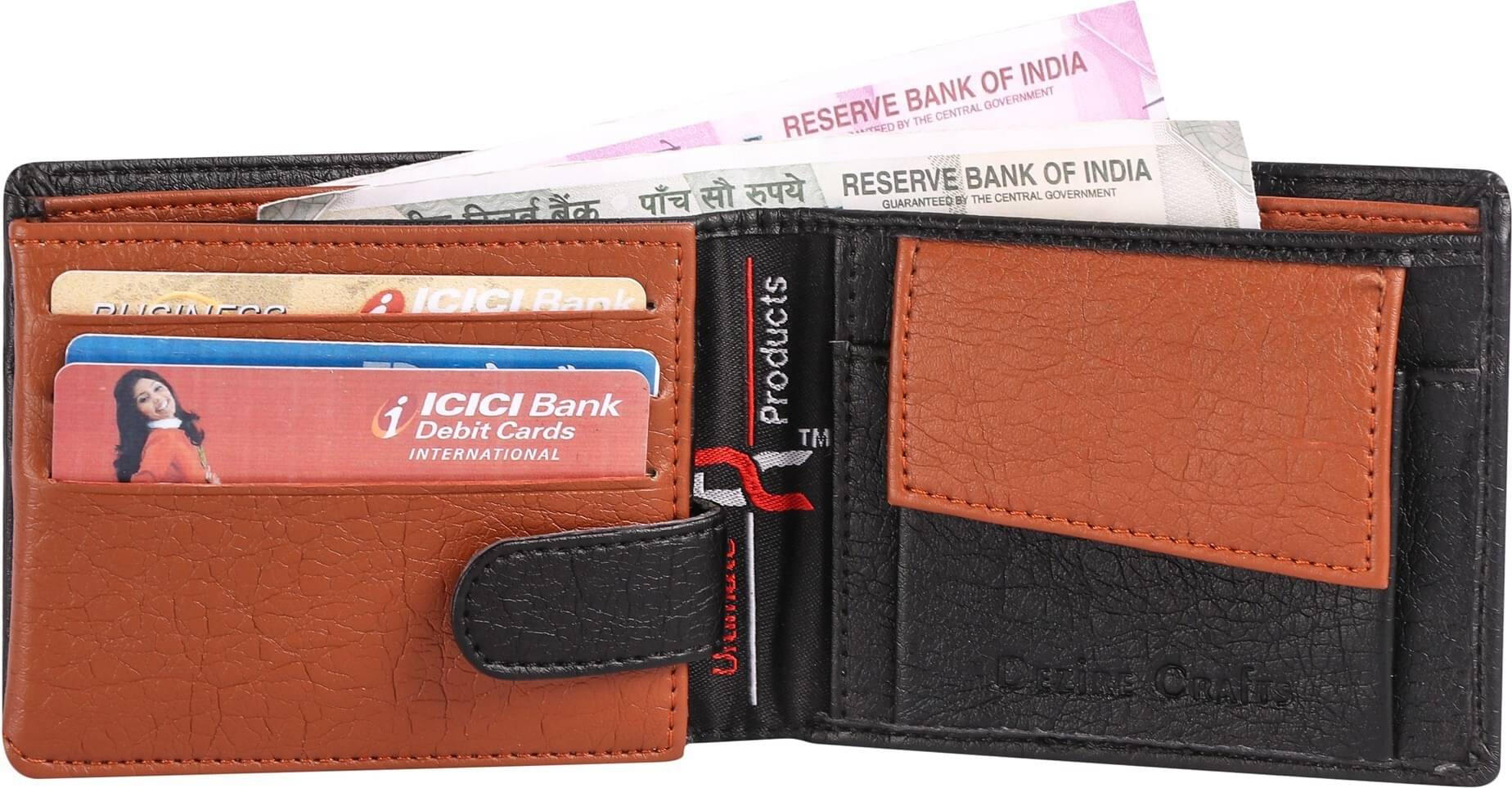     			Dezire Crafts PU Self Design Men's Regular Wallet With 9 Slots For Card ( Multicolor , Pack of 1 )