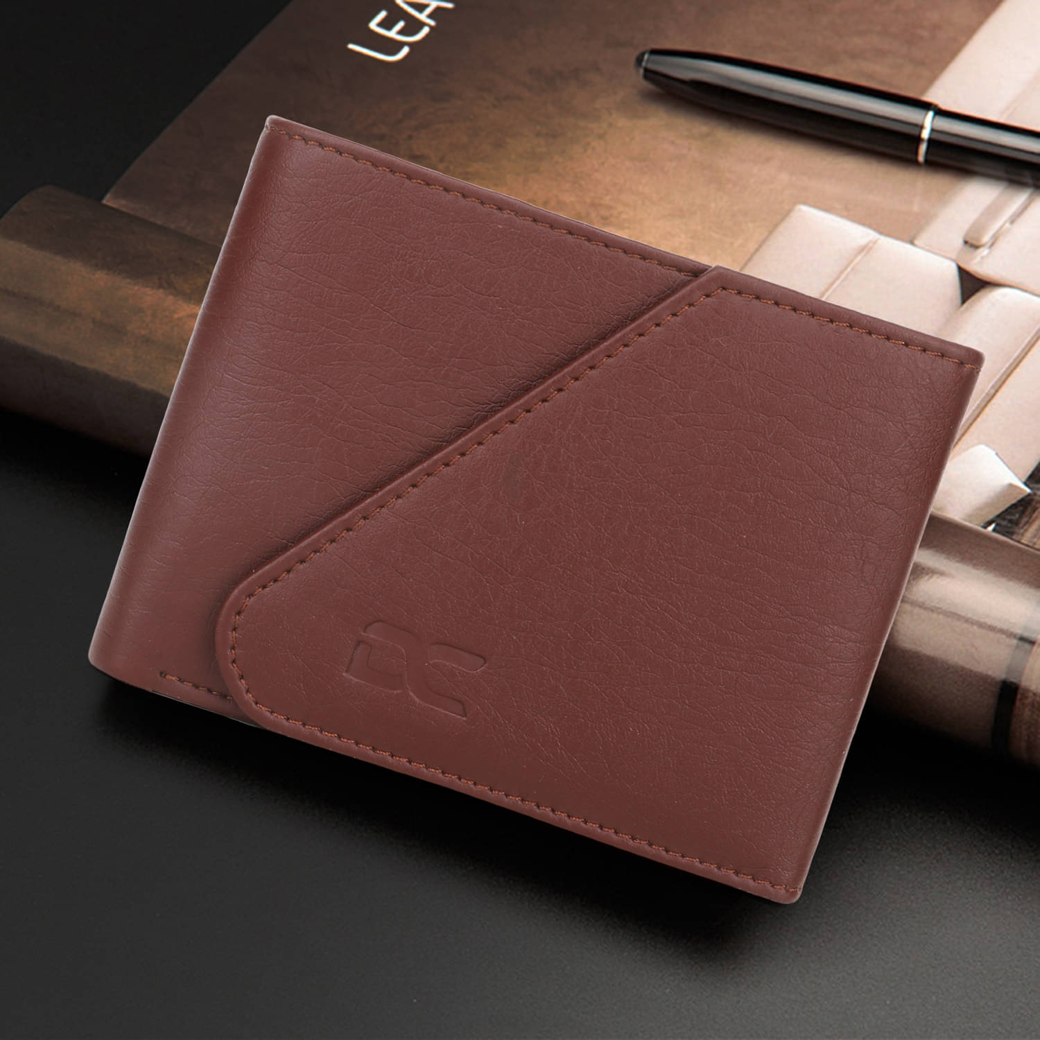     			Dezire Crafts PU Self Design Men's Regular Wallet With 8 Slots For Card ( Brown , Pack of 1 )