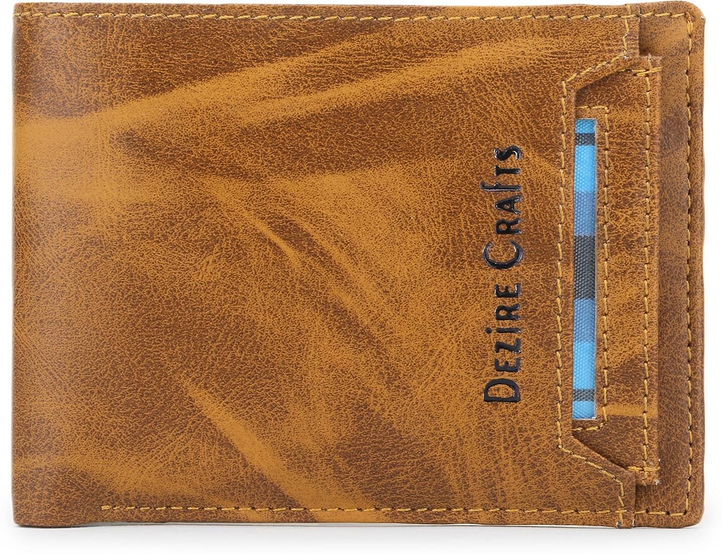     			Dezire Crafts PU Self Design Men's Regular Wallet With 8 Slots For Card ( Tan , Pack of 1 )