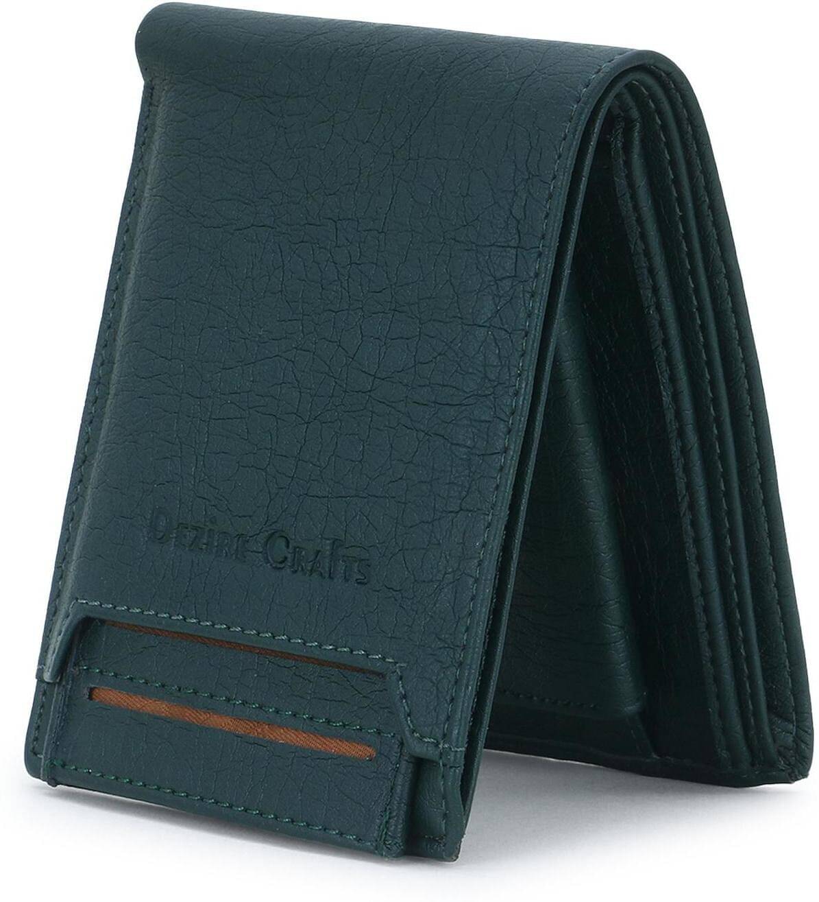     			Dezire Crafts PU Self Design Men's Regular Wallet With 6 Slots For Card ( Green , Pack of 1 )