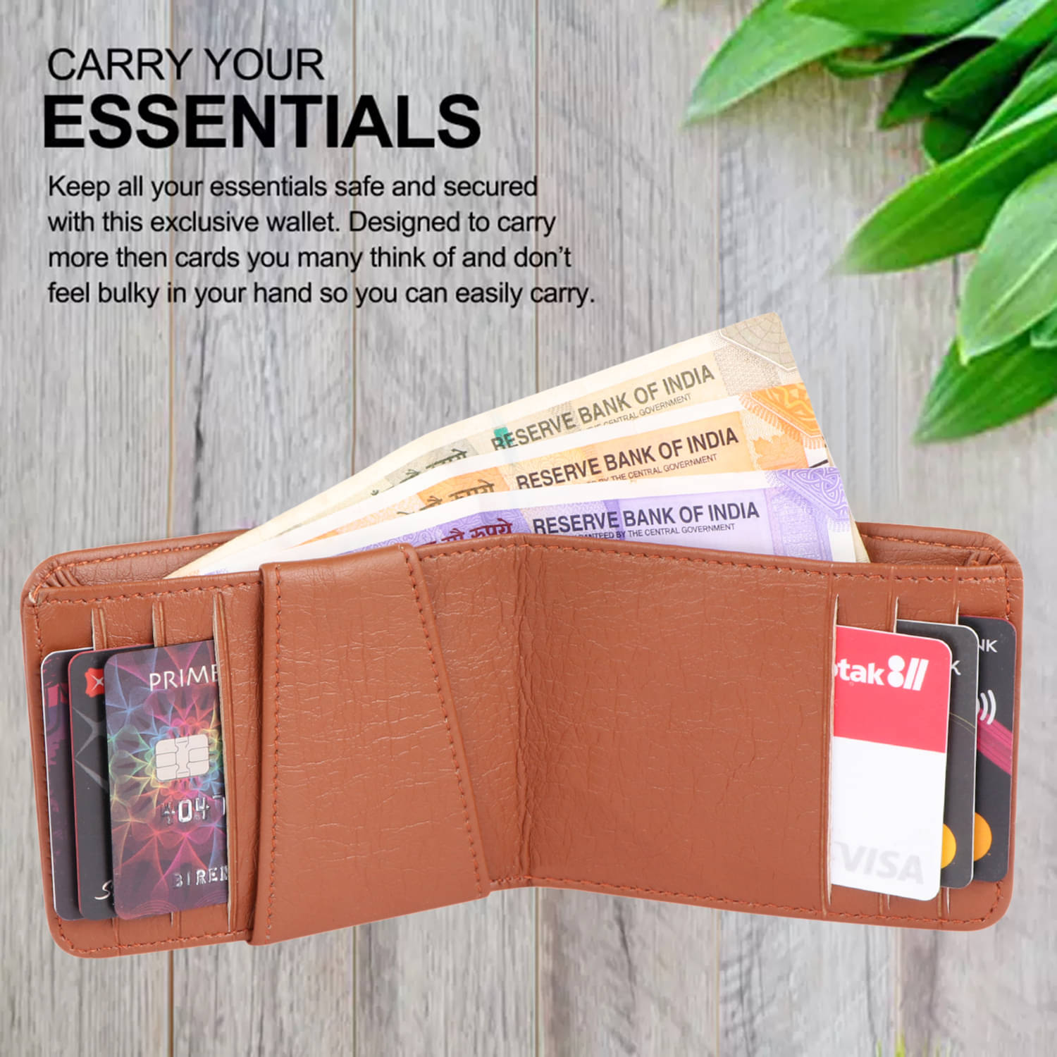     			Dezire Crafts PU Self Design Men's Regular Wallet With 6 Slots For Card ( Tan , Pack of 1 )