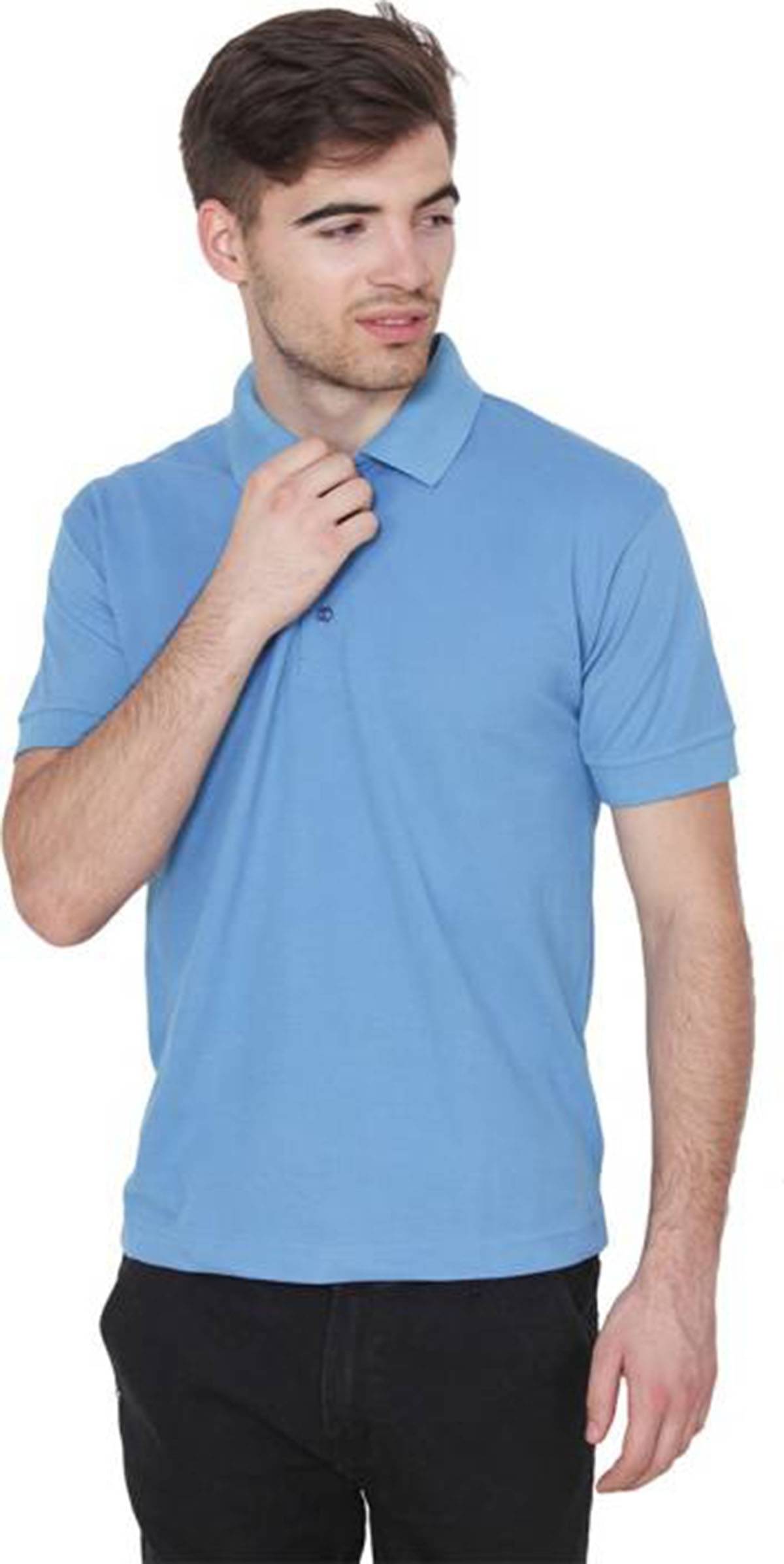 FIRSTLIKE Pack of 1 Cotton Blend Regular Fit Solid Half Sleeves Men's Polo T Shirt ( Light Blue ) FIRSTLIKE Pack of 1 Cotton Blend Regular Fit Solid Half Sleeves Men's Polo T Shirt ( Light Blue )