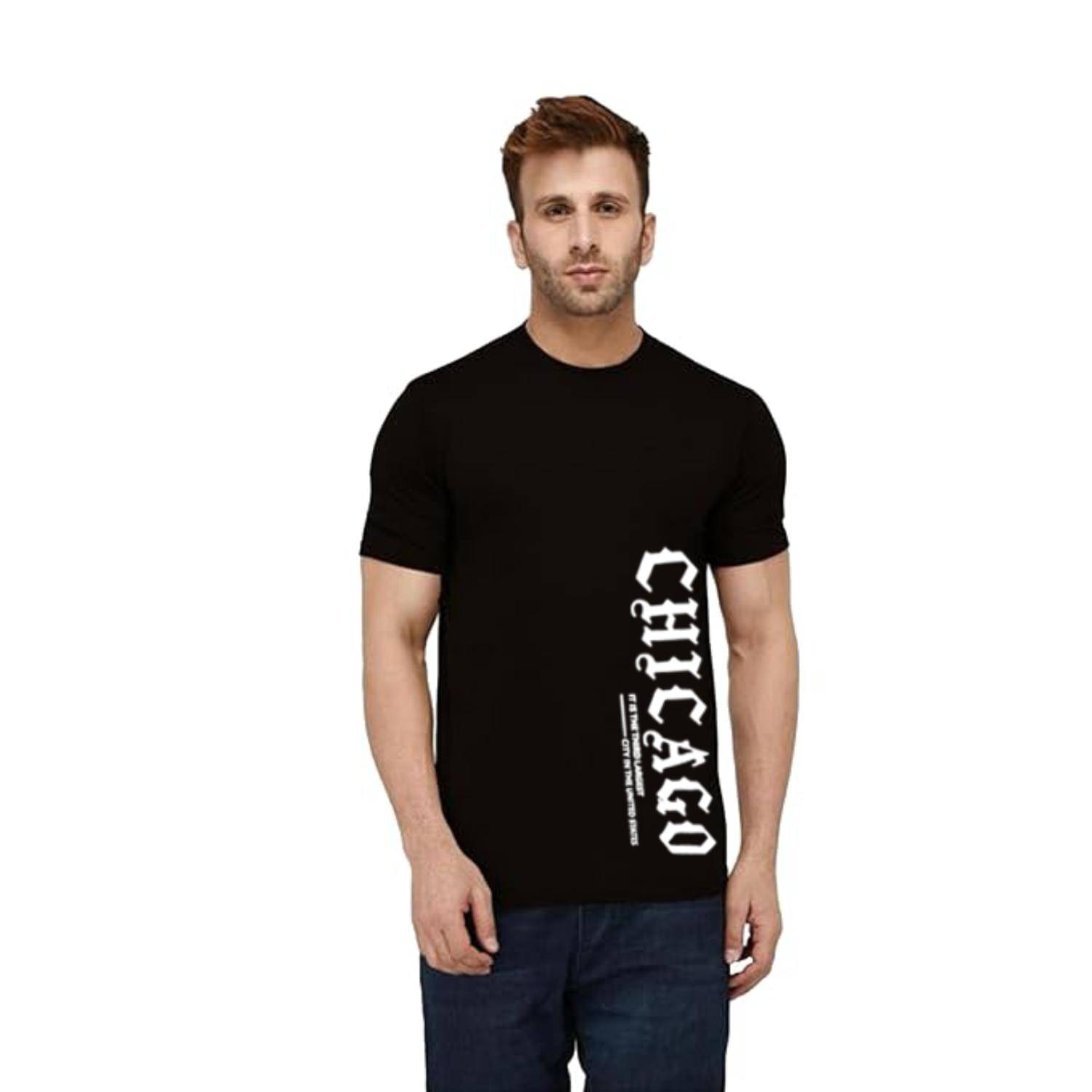 Glito Cotton Blend Regular Fit Printed Half Sleeves Men's Round T-Shirt - Black ( Pack of 1 ) Glito Cotton Blend Regular Fit Printed Half Sleeves Men's Round T-Shirt - Black ( Pack of 1 )