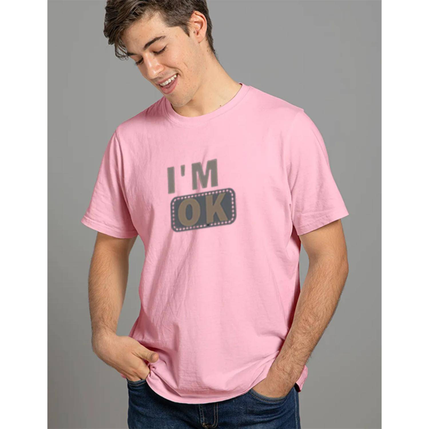     			Glito Cotton Blend Regular Fit Printed Half Sleeves Men's Round T-Shirt - Pink ( Pack of 1 )