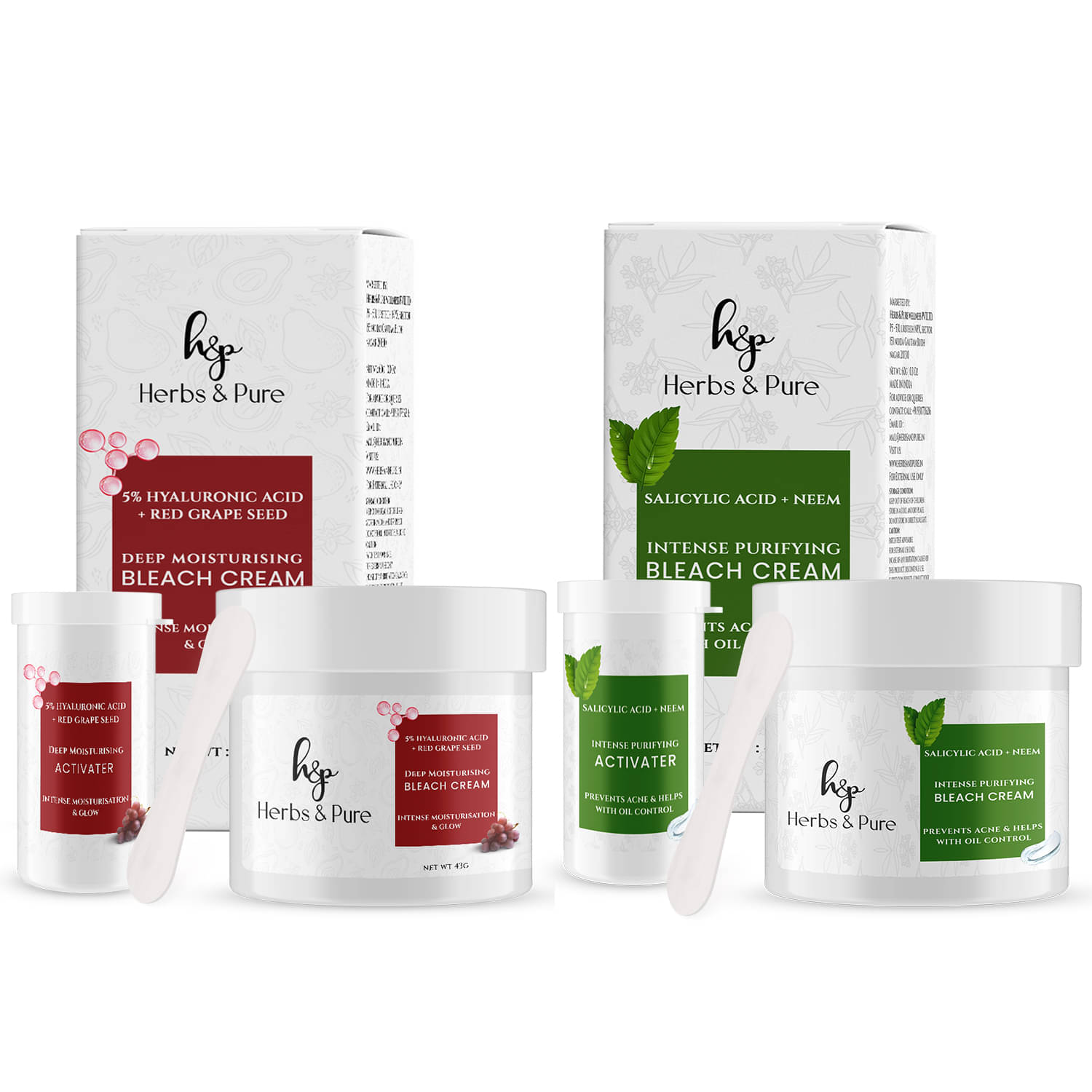 Herbs and Pure Red Grapes with Neem Bleach Cream for Dark spots Reduction & Oil Control, 43g Each) Herbs and Pure Red Grapes with Neem Bleach Cream for Dark spots Reduction & Oil Control, 43g Each)