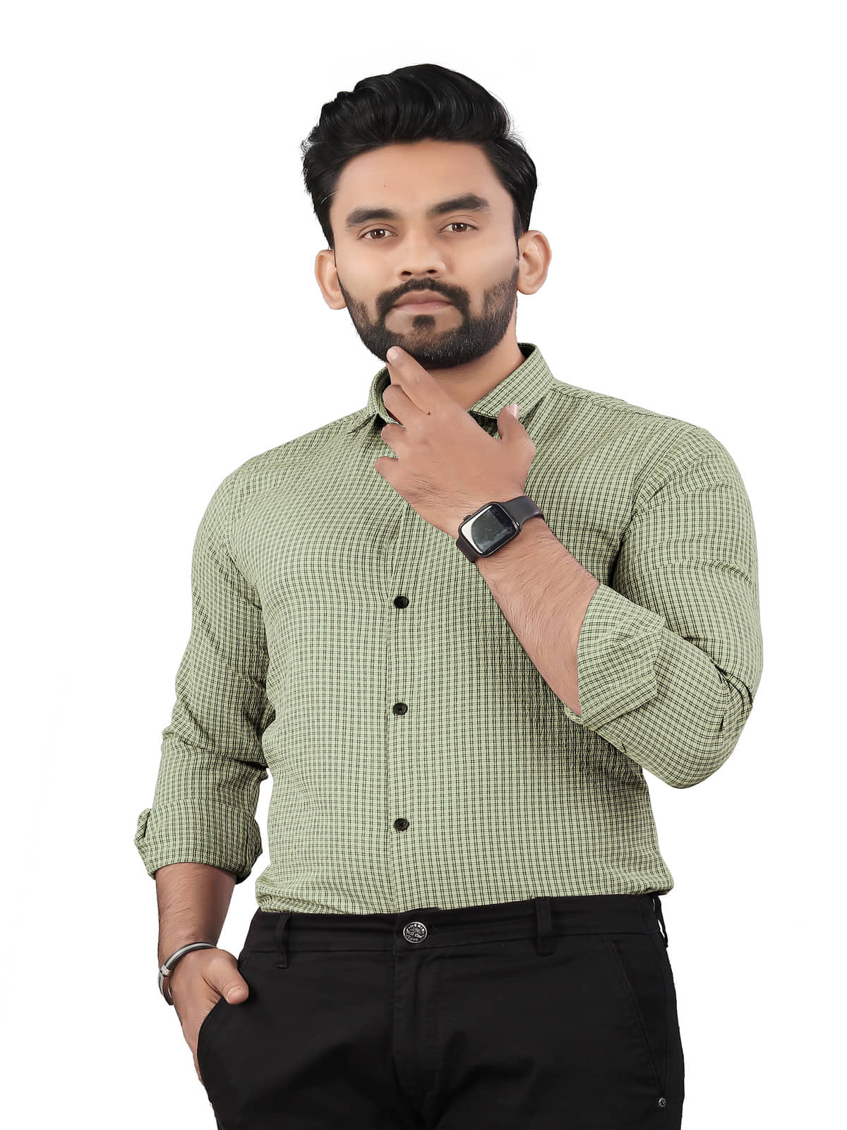 JEEVAAN - THE PERFECT FASHION Cotton Blend Regular Fit Checks Full Sleeves Men's Casual Shirt - Green ( Pack of 1 )