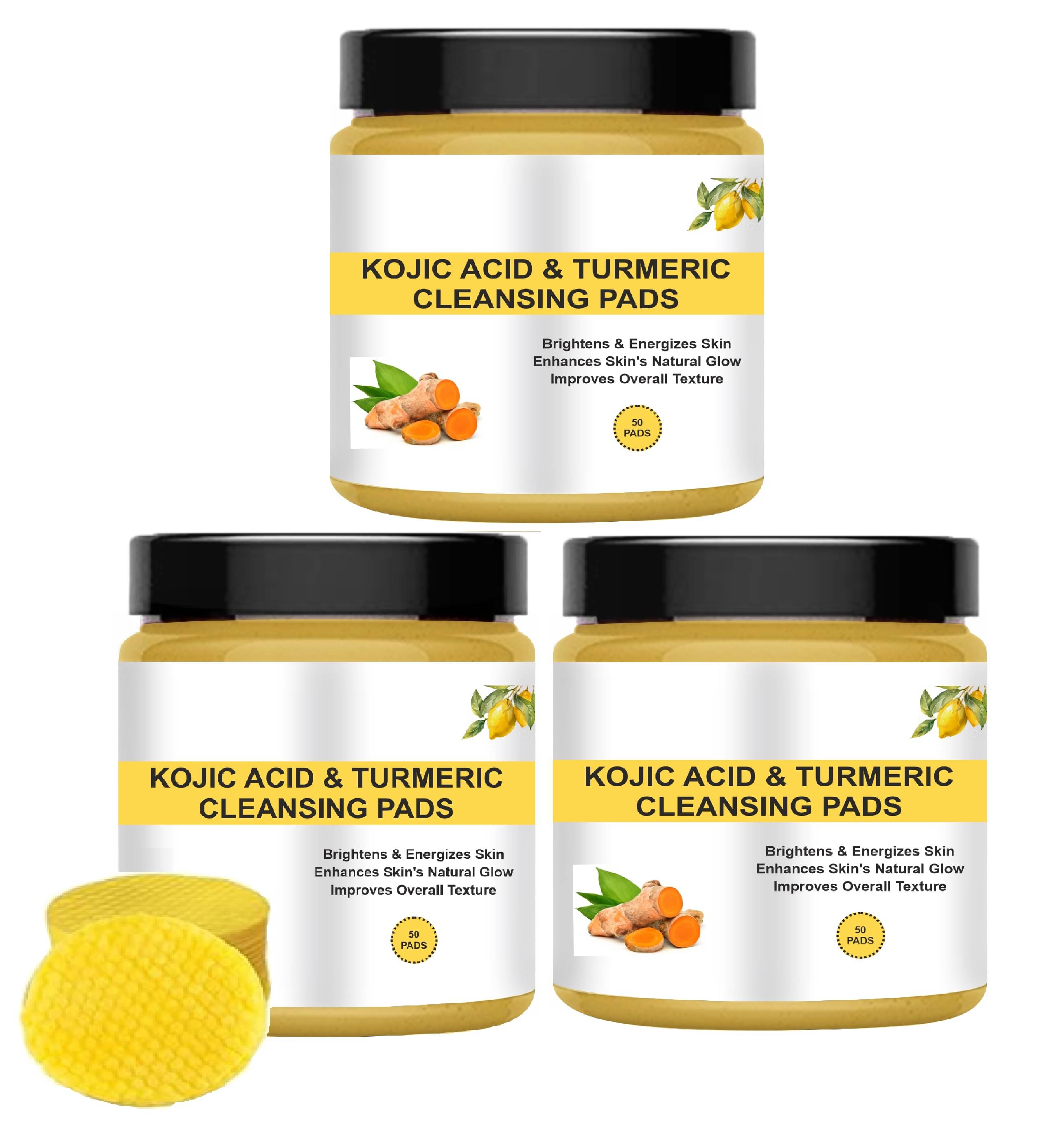 Kojic Turmeric Cleansing Pads-Dark Spots, Compressed Facial Cleansing for Deep Cleansing 30 Pads Pack 3 Kojic Turmeric Cleansing Pads-Dark Spots, Compressed Facial Cleansing for Deep Cleansing 30 Pads Pack 3