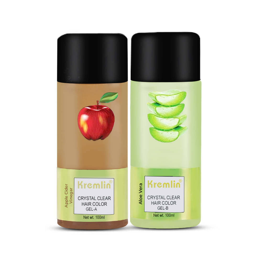 Kremlin Gel Hair Color, Paraben and Ammonia Free, Natural Black, 100 ML Apple Cider Vinegar & 100 ML Alovera, (Pack of 2) Kremlin Gel Hair Color, Paraben and Ammonia Free, Natural Black, 100 ML Apple Cider Vinegar & 100 ML Alovera, (Pack of 2)