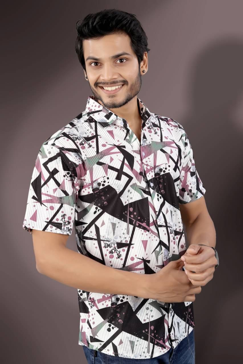     			LENRIZA Corduroy Regular Fit Printed Half Sleeves Men's Casual Shirt - Multicolor ( Pack of 1 )