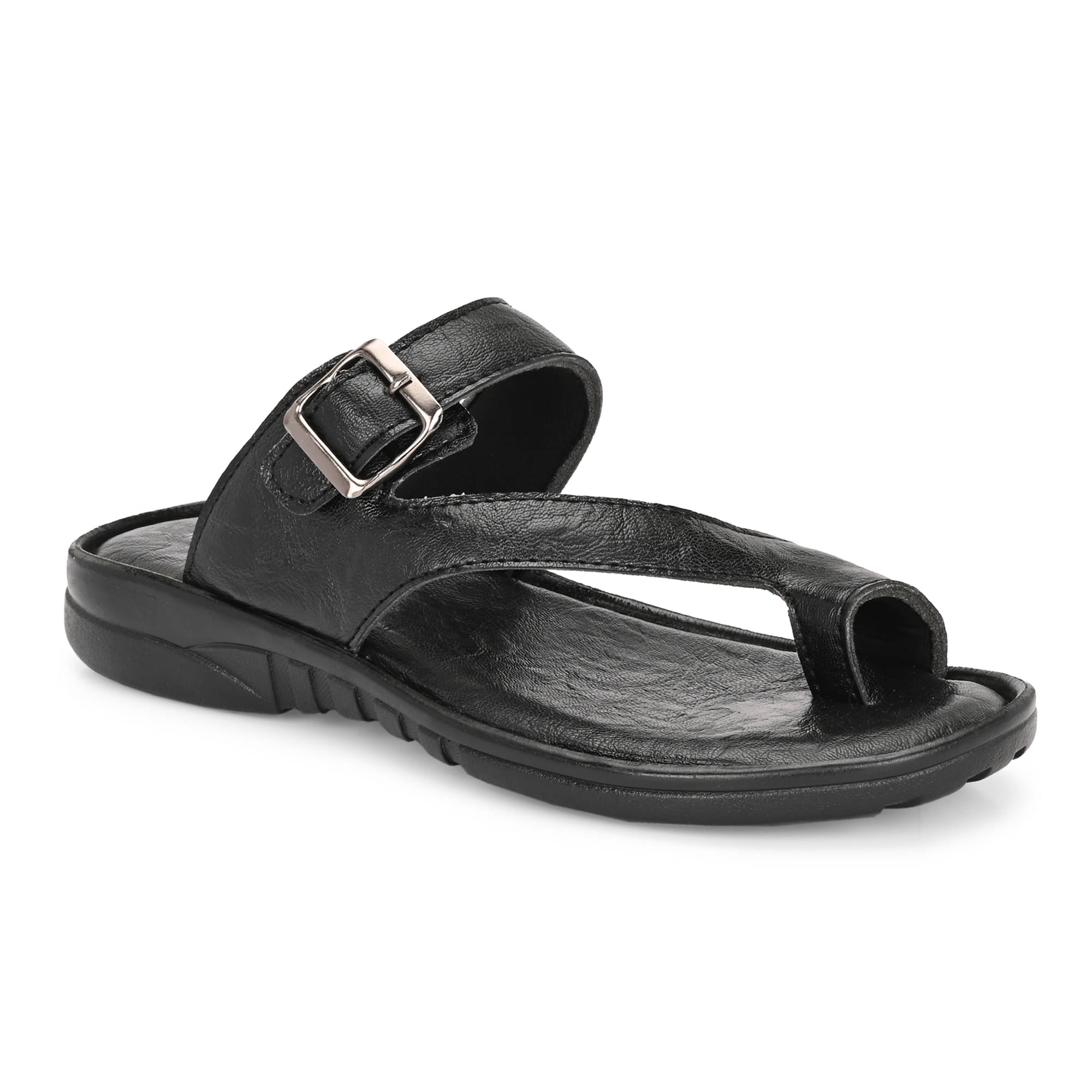     			Leeport Black Men's Leather Slipper