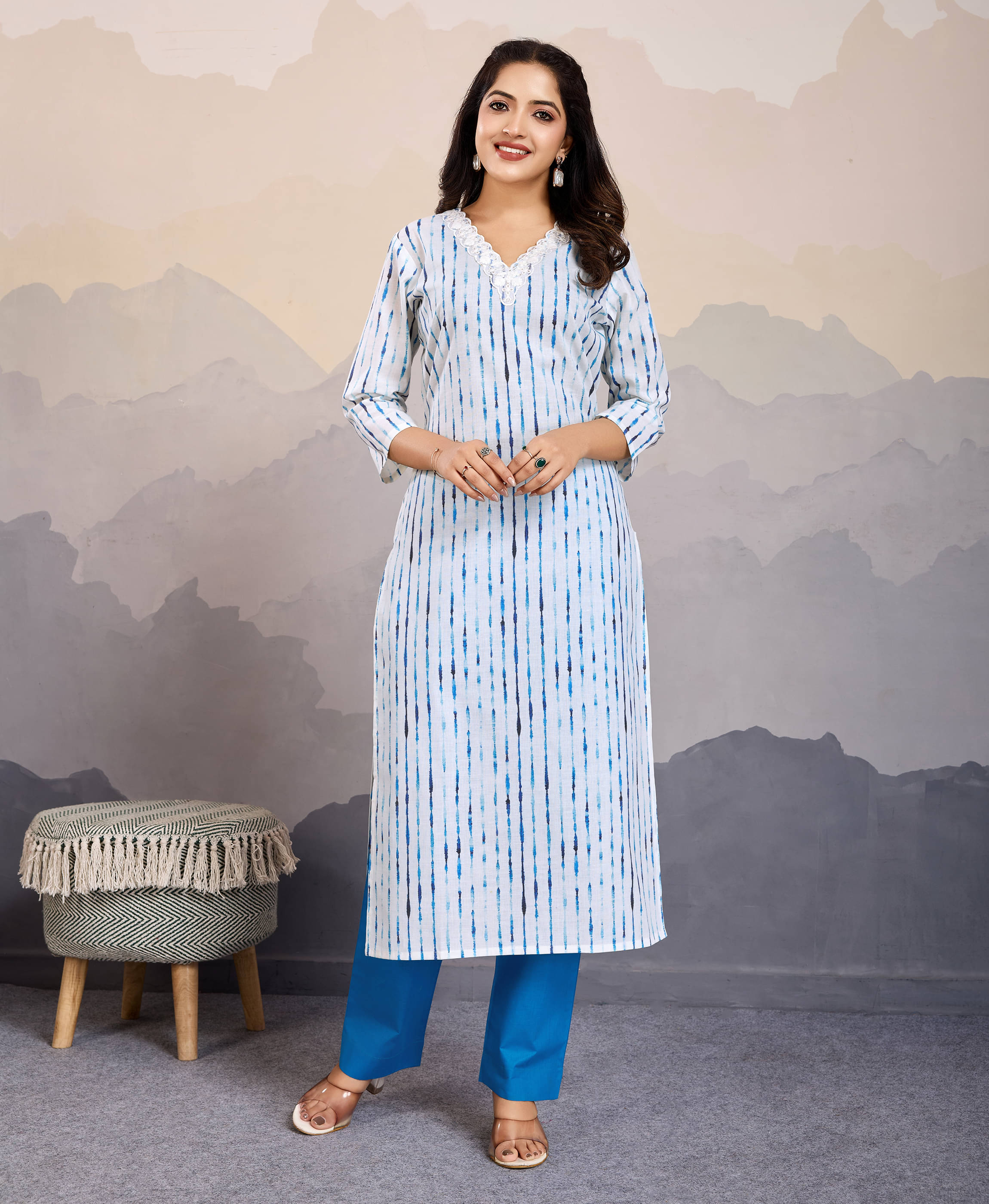 MOJILAA Cotton Embroidered Kurti With Pants Women's Stitched Salwar Suit - White ( Pack of 1 ) MOJILAA Cotton Embroidered Kurti With Pants Women's Stitched Salwar Suit - White ( Pack of 1 )