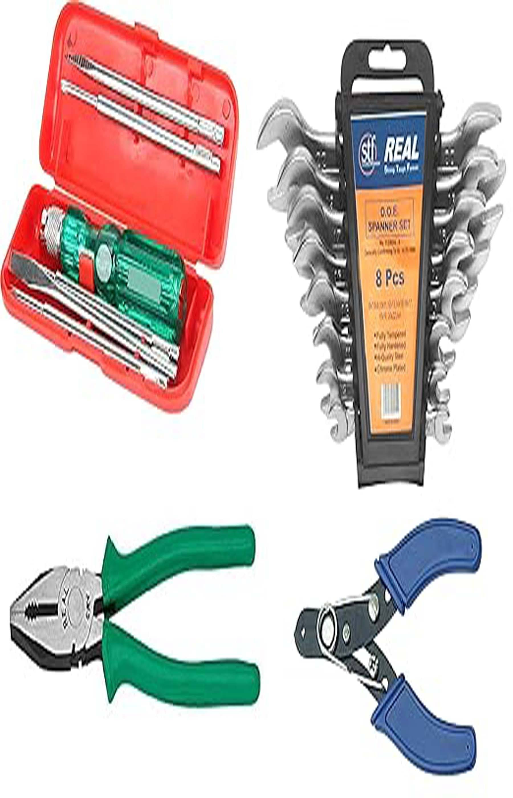     			MS AGROECH DOUBLE OPEN END SPANNER,COMBINATION PLIER,WIRE CUTTER A SET OF SCREW DRIVER BOX