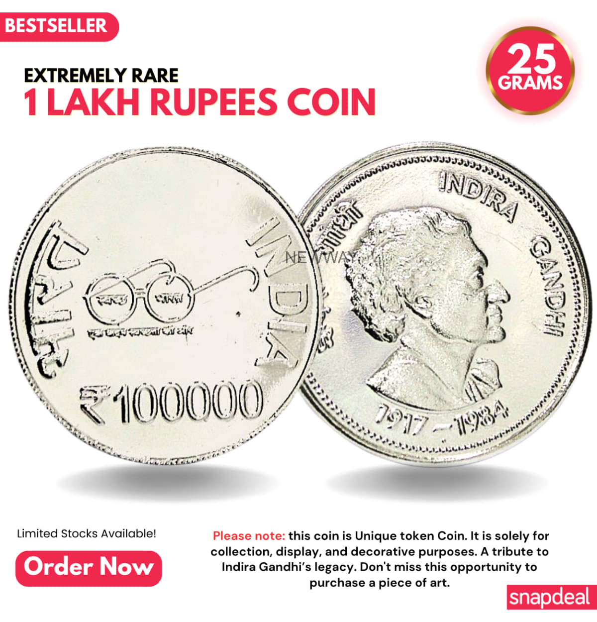 Most Demanded 1 Lakh Rupees, Indira Gandhi Rare Silver-plated Heavy 25 Grams Coin Most Demanded 1 Lakh Rupees, Indira Gandhi Rare Silver-plated Heavy 25 Grams Coin