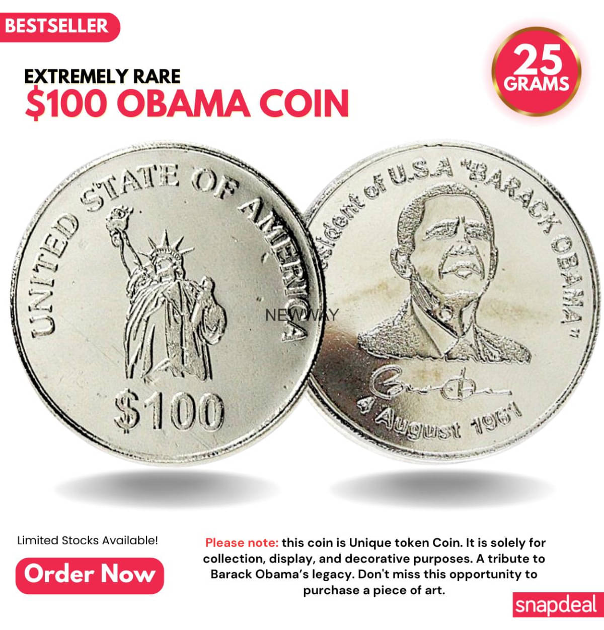 Most Demanded 100 Dollars, President of U.S.A Barack Obama - Rare Silver-plated Heavy Coin     			Most Demanded 100 Dollars, President of U.S.A Barack Obama - Rare Silver-plated Heavy Coin