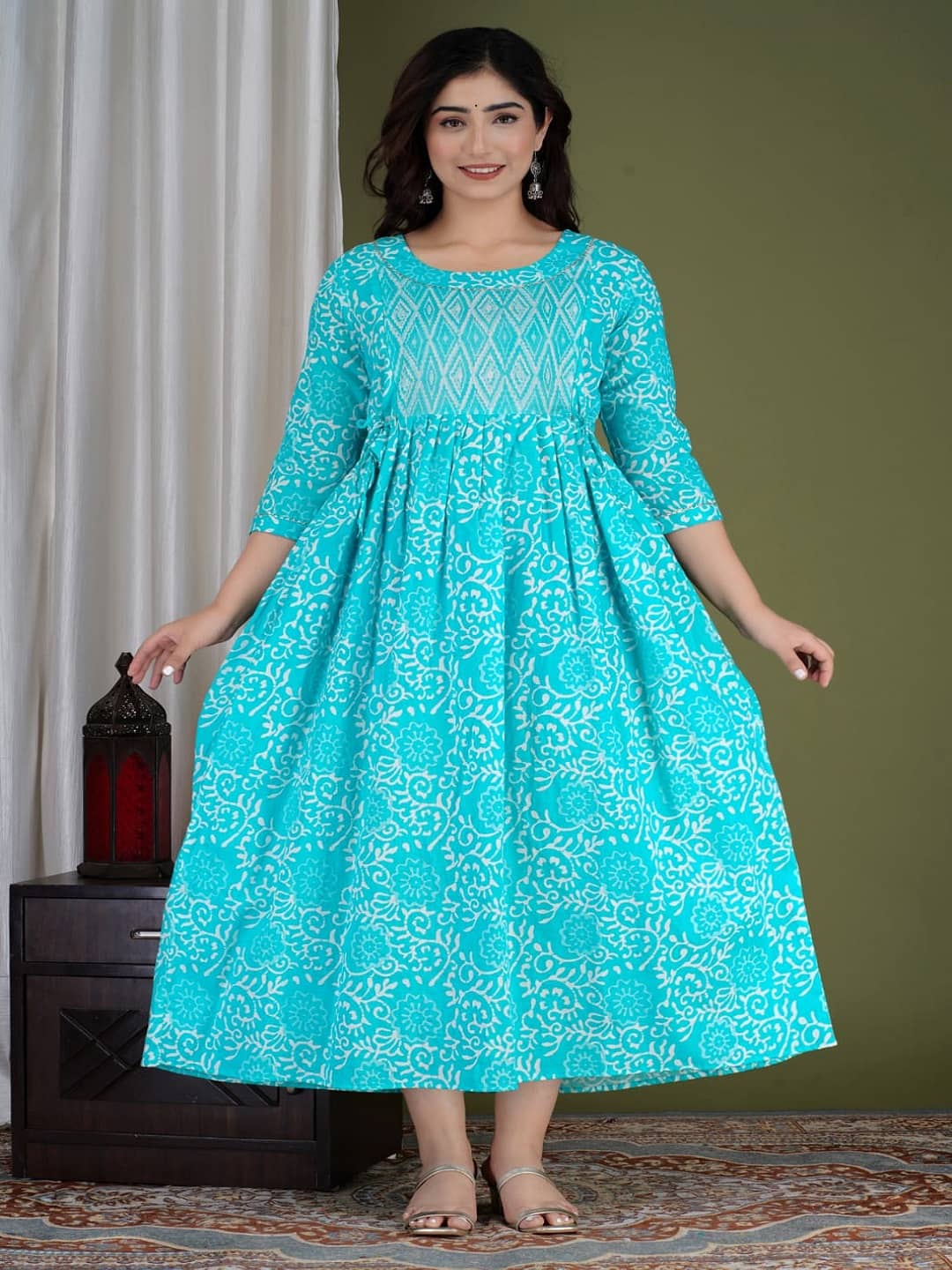 Nevisha Style Blue Cotton Maternity Kurta Single - Kurtis, Tunics | Buy online on ZillyBuy