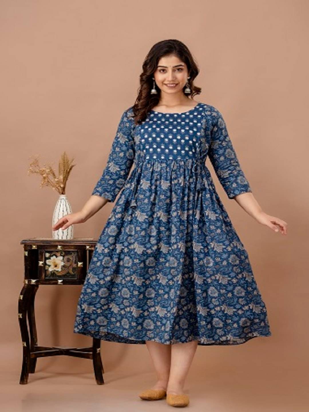 Nevisha Style Blue Cotton Maternity Kurta Single Nevisha Style Blue Cotton Maternity Kurta Single
