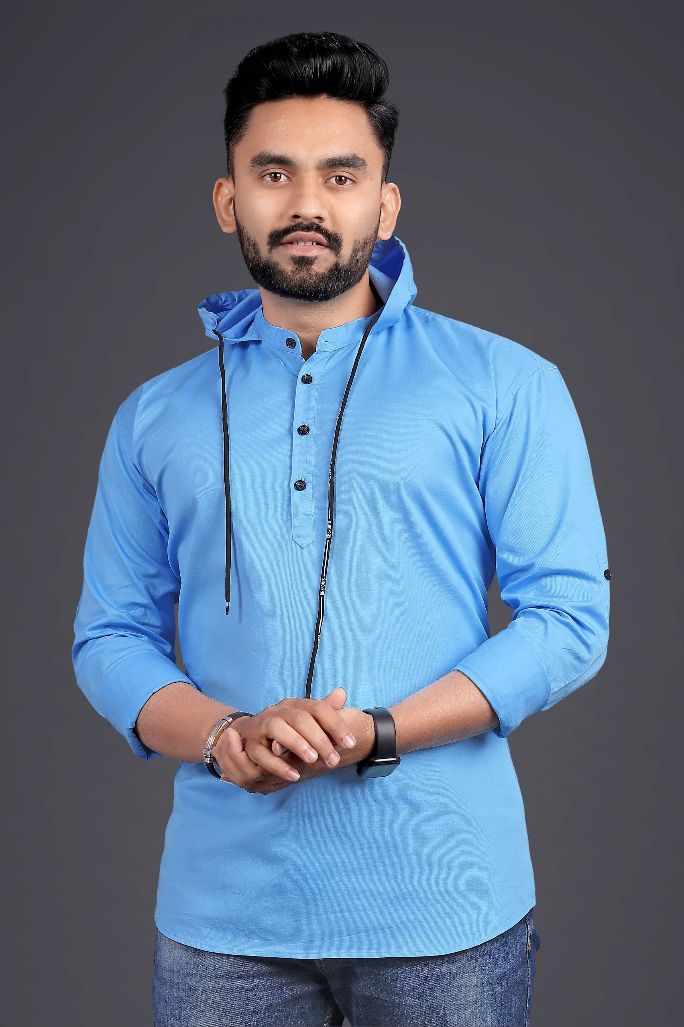    			Nofilter 100% Cotton Regular Fit Dyed Full Sleeves Men's Casual Shirt - Light Blue ( Pack of 1 )