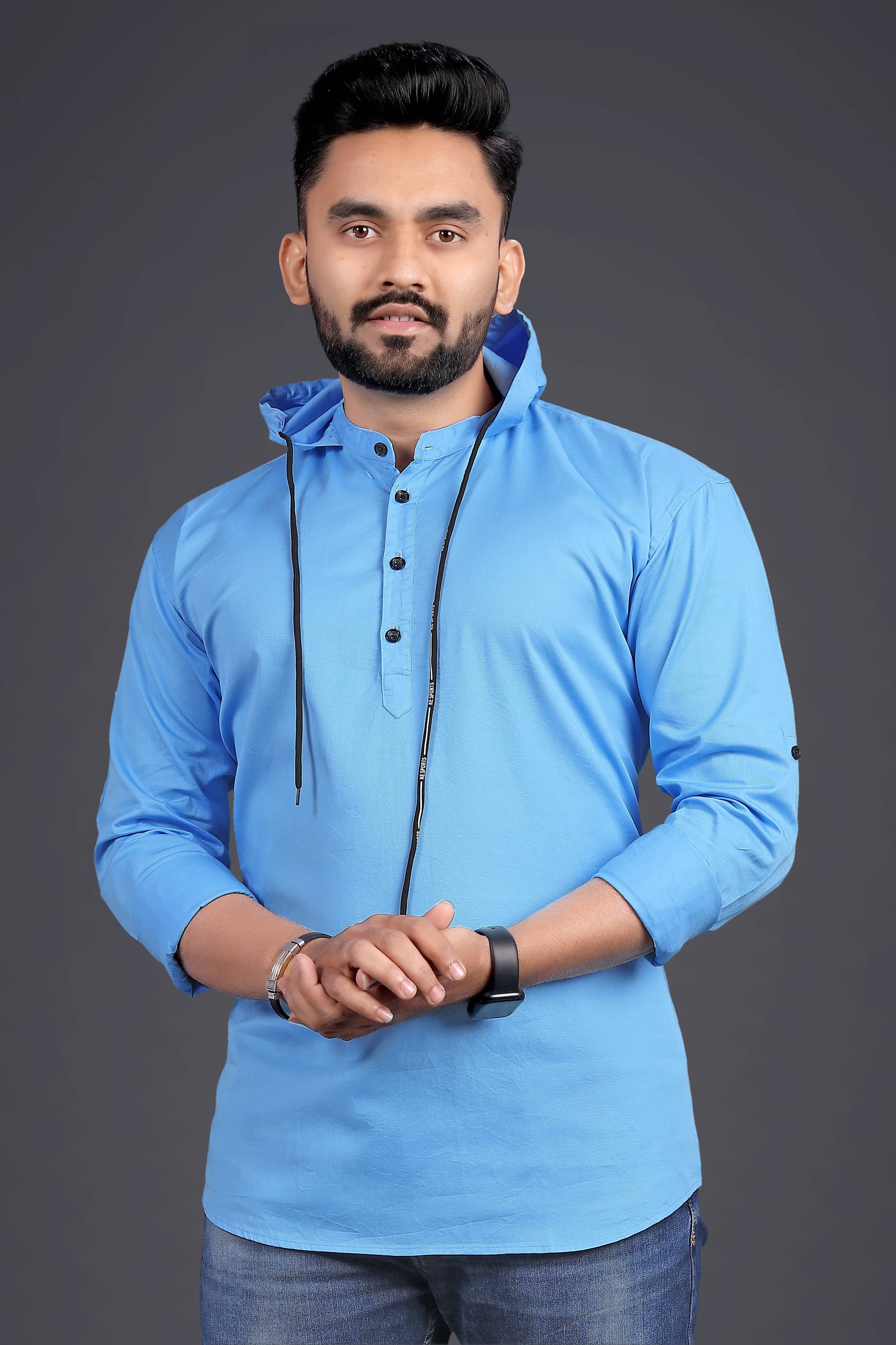 Nofilter 100% Cotton Regular Fit Dyed Full Sleeves Men's Casual Shirt - Light Blue ( Pack of 1 )