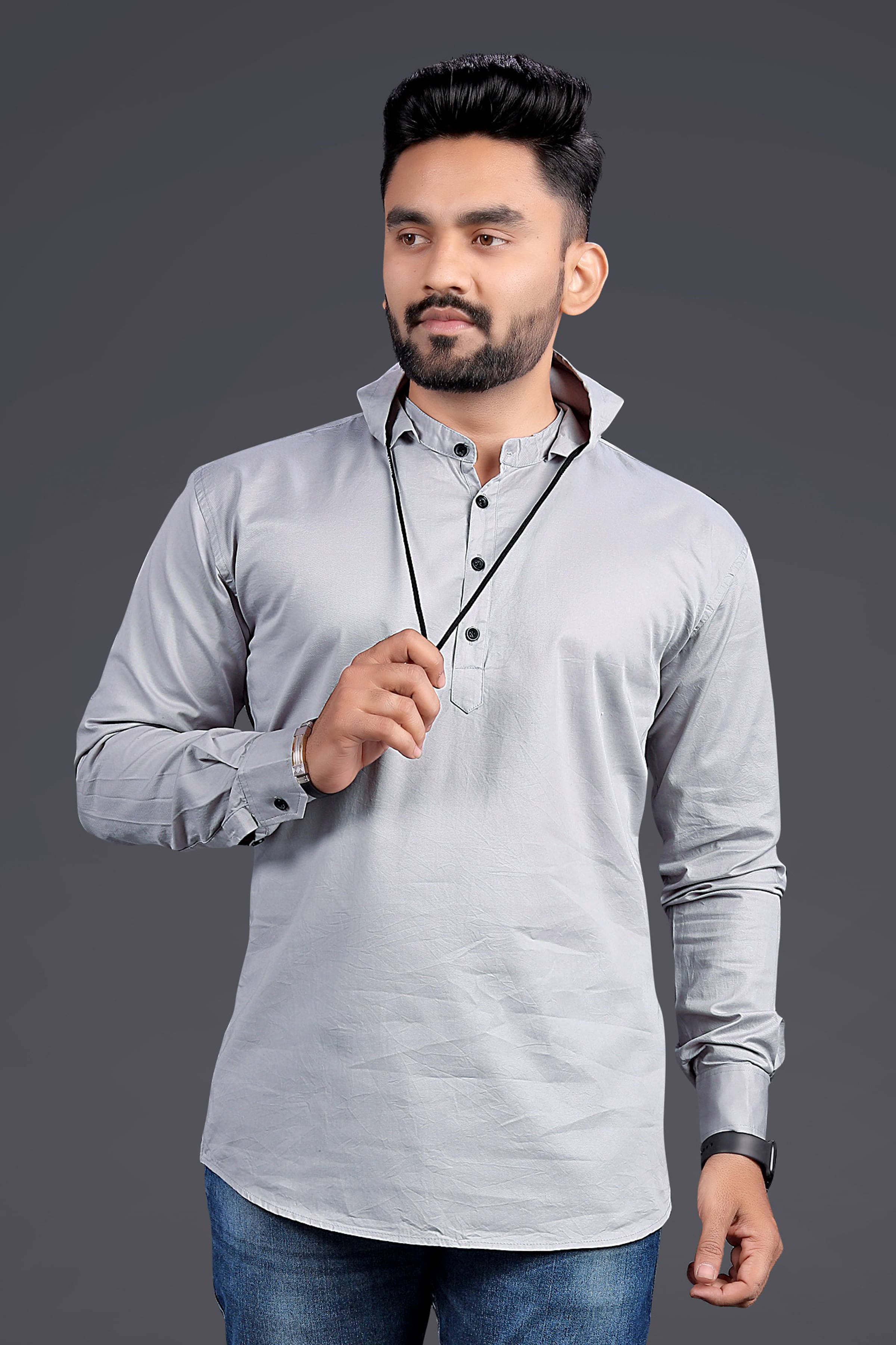     			Nofilter 100% Cotton Regular Fit Dyed Full Sleeves Men's Casual Shirt - Grey ( Pack of 1 )
