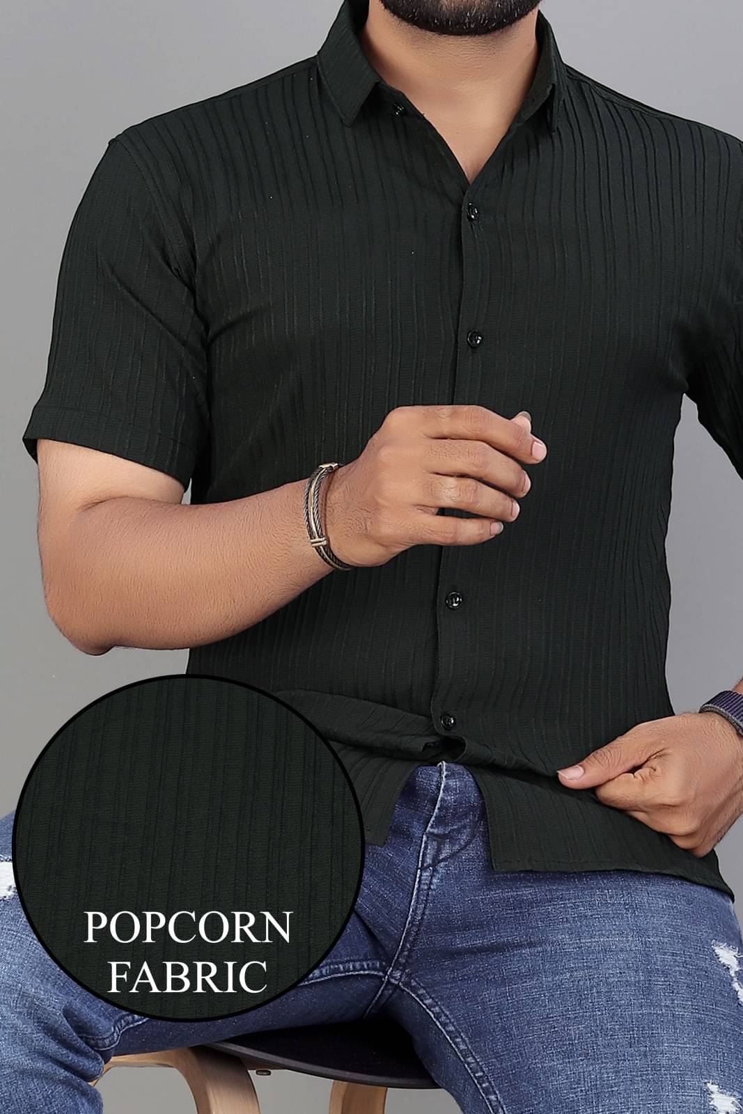     			Nofilter Poly Cotton Regular Fit Self Design Half Sleeves Men's Casual Shirt - Black ( Pack of 1 )