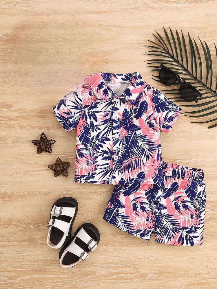 Ocvito Pack of 1 Boys Cotton Shirt & Shorts Set ( Pink )