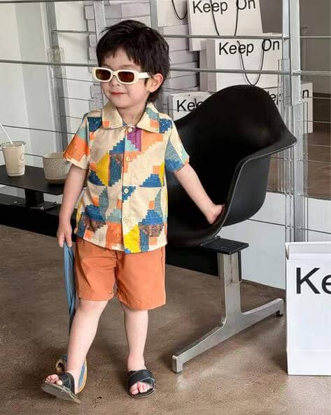 Ocvito Pack of 1 Boys Cotton Shirt & Shorts Set ( Multicolor )