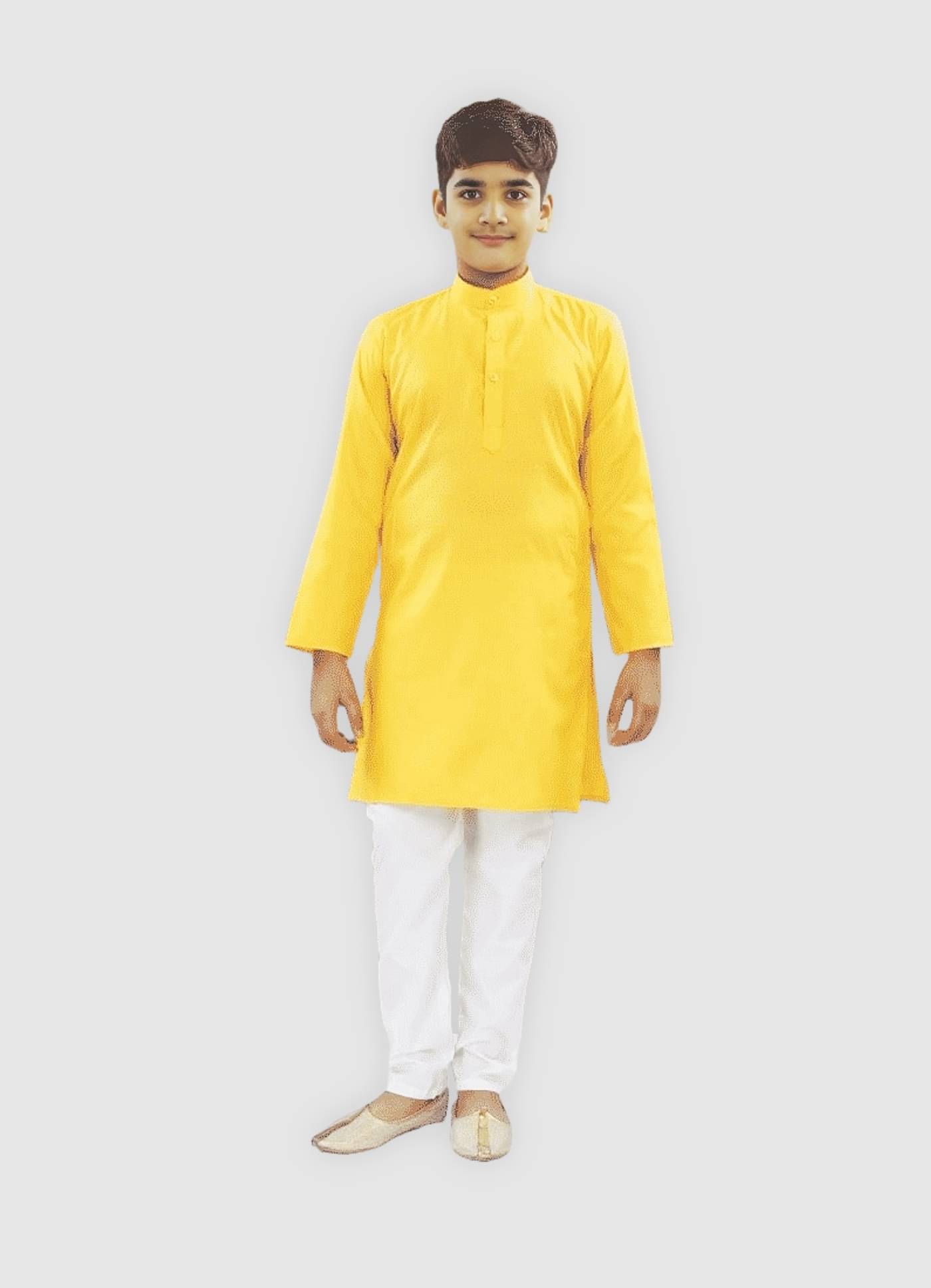     			Oryza Creation Boys Cotton Blend Solid - Pattern Kurta Pyjama Set ( Yellow , Pack of 1 )