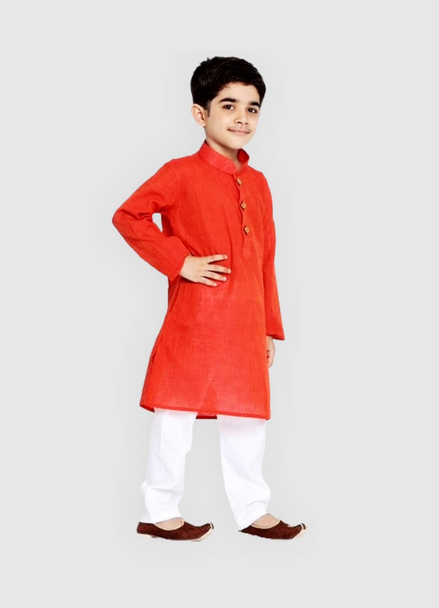 Oryza Creation Boys Cotton Blend Solid - Pattern Kurta Pyjama Set ( Red , Pack of 1 ) Oryza Creation Boys Cotton Blend Solid - Pattern Kurta Pyjama Set ( Red , Pack of 1 )
