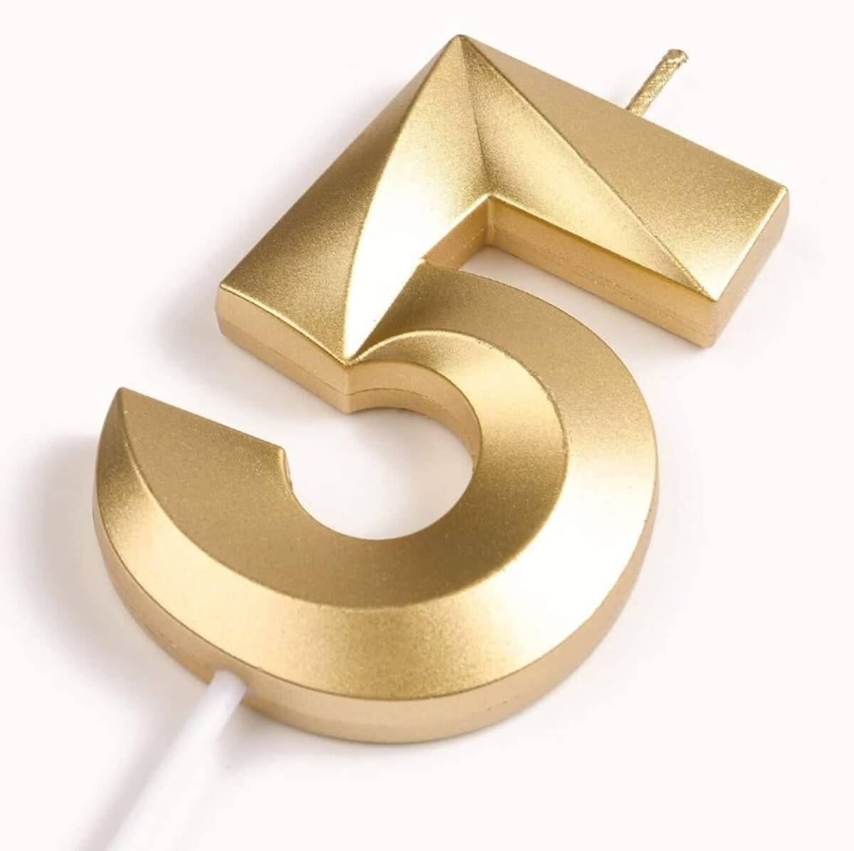    			Partybooms Number Cake Decoration Candle with Crown for Birthday, Wedding, Engagement, Theme Party, Bachelorette Celebration 1 Pc Gold (5)