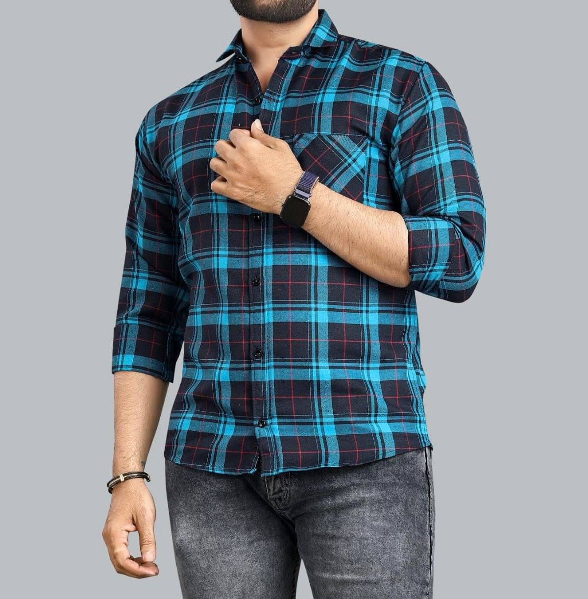     			STITCHCRAFTSTYLE Cotton Blend Regular Fit Checks Full Sleeves Men's Casual Shirt - Blue ( Pack of 1 )