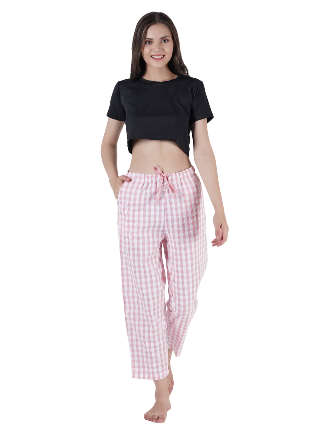     			STYLE SHOES Pack of 1 Cotton Regular Women's Casual Pants ( Pink,White )
