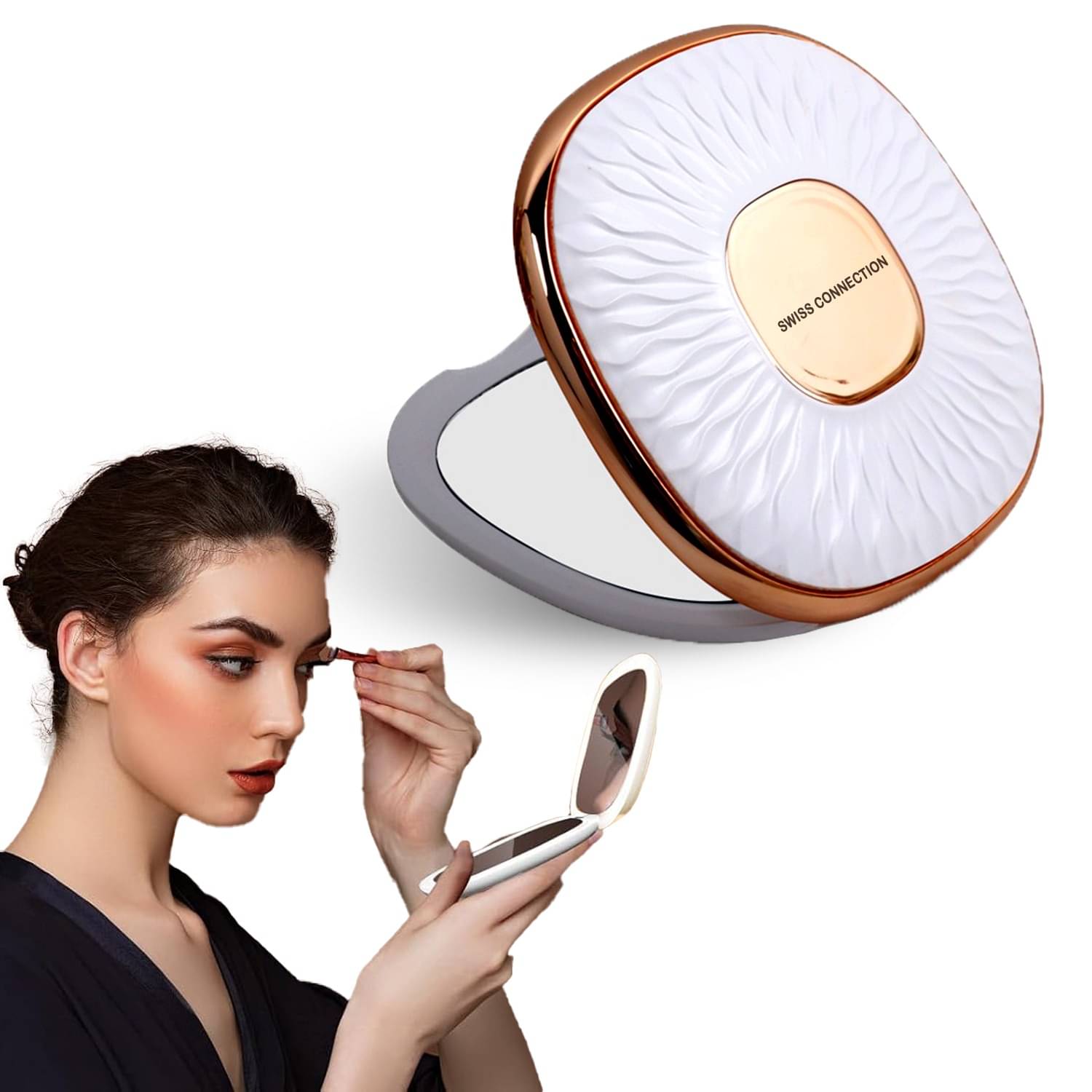     			Swiss Connection Dual Sided Square Compact Mirror 2x