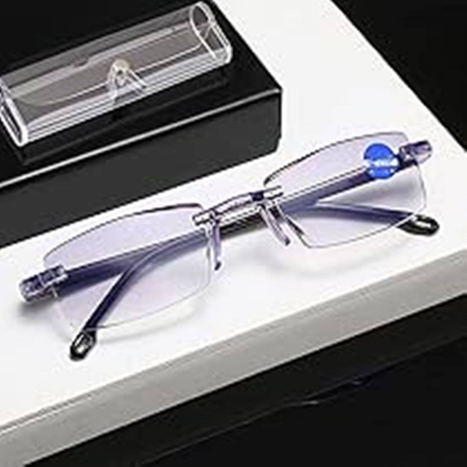     			THMT Square Rimless Reading Glasses