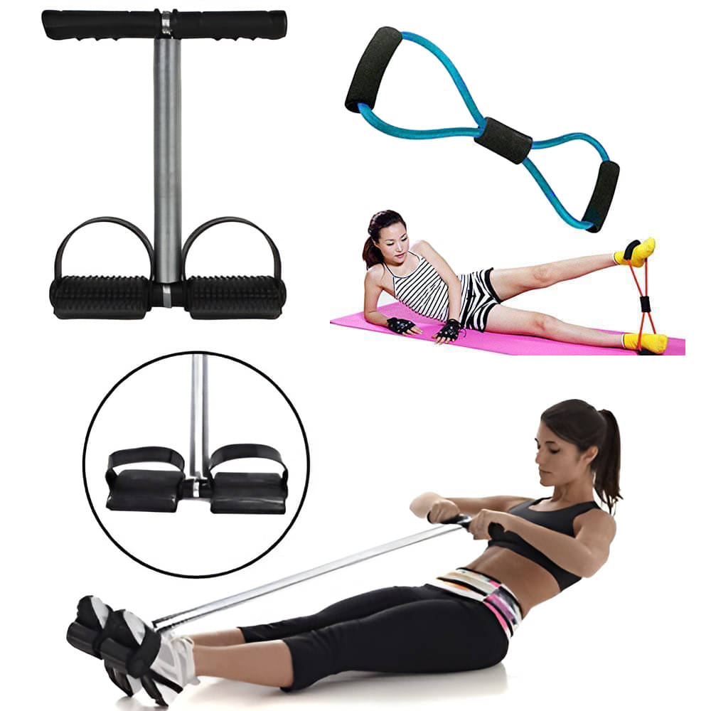     			Tummy Trimmer Single Spring Black With Chest Expander Rope Weight Loss Abdominal Exerciser Belly Fat Reducer Abs Exerciser Home Gym.