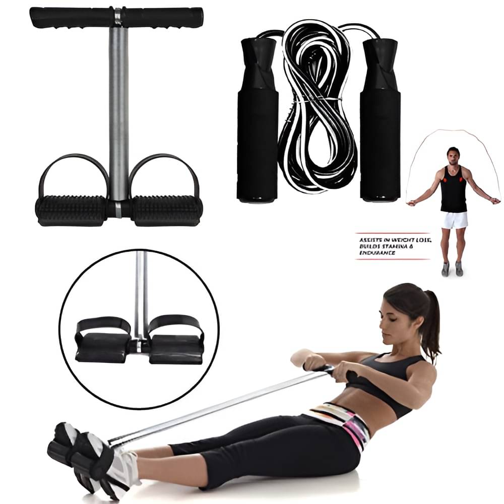     			Tummy Trimmer Stomach and Abdominal or Belly Exerciser Equipment with Skipping-Rope Black Skipping Rope for Men, Women, Weight Loss.