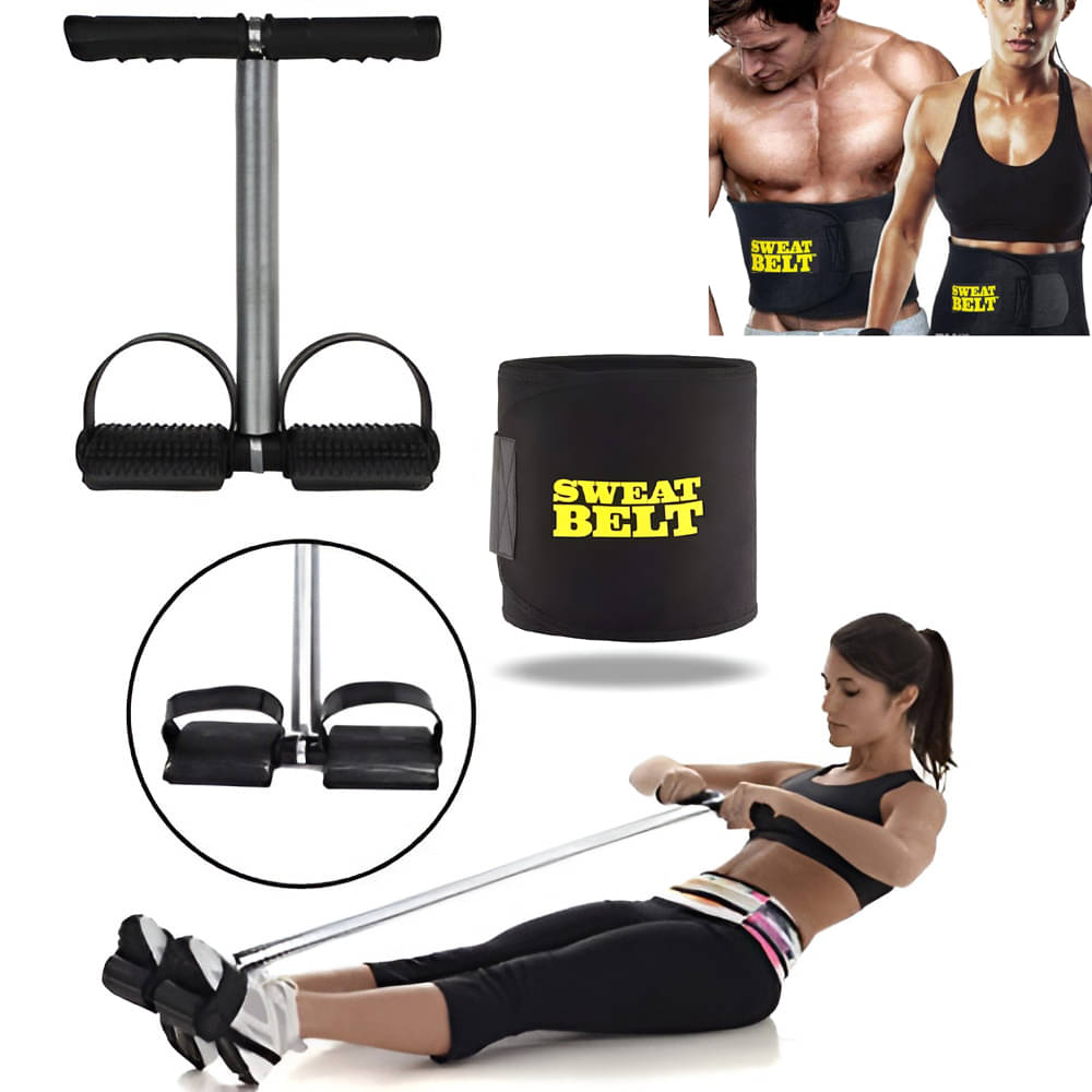     			Tummy Trimmer with Sweat Belt Combo Fitness Equipment for Men & Women Home Gym Abs Exerciser-Sweat Belt Free Size for Use