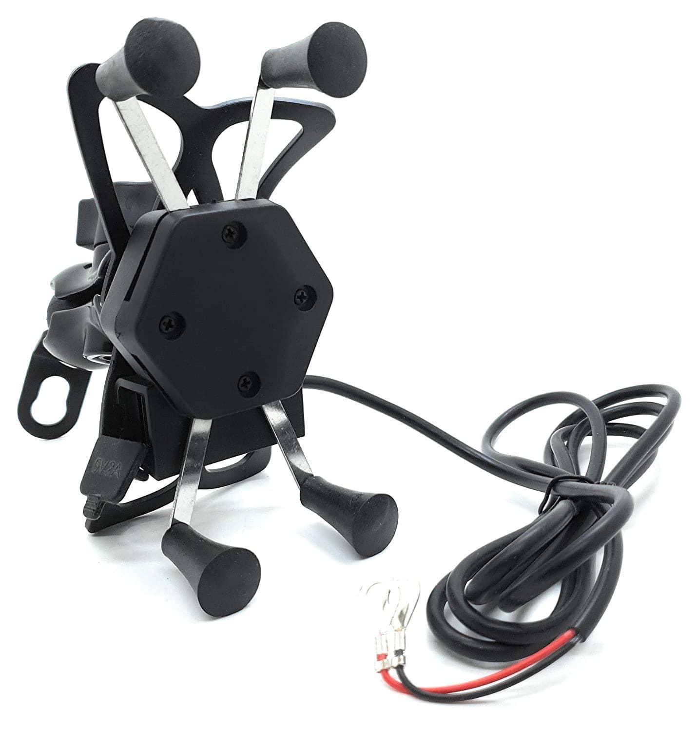 Universal 360° Aluminum Motorcycle Handlebar Mirror Base Mobile Phone mounting Holder Navigation Bracket with USB Fast Charger