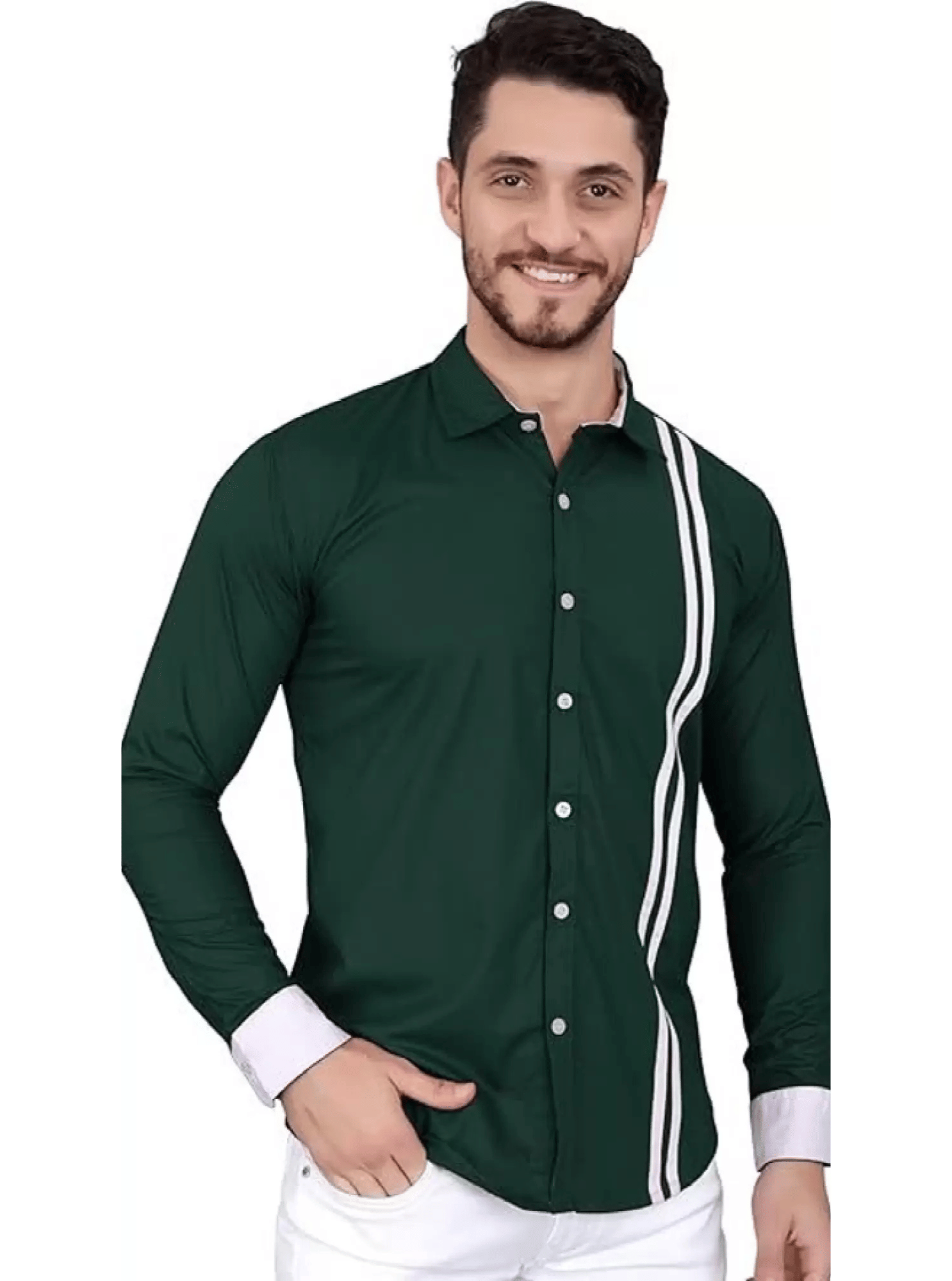     			VERTUSY Cotton Blend Regular Fit Striped Full Sleeves Men's Casual Shirt - Green ( Pack of 1 )
